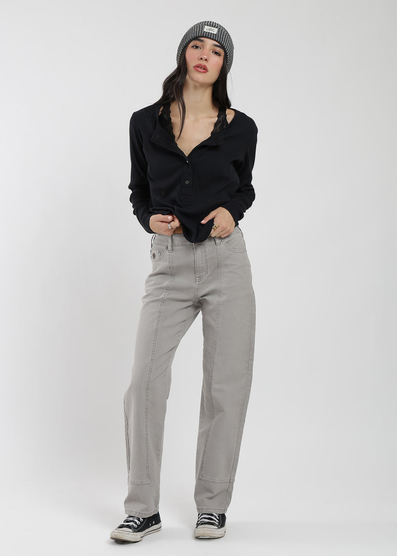 Pantalón Recto Canvas Mujer Light Gray #Color_Taupe