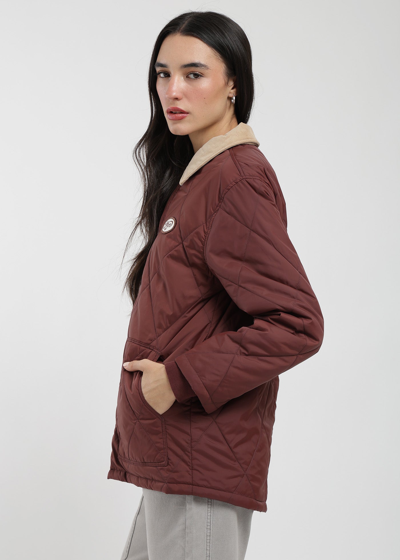Parka Con Cierre Quilted Mujer Cherry #Color_Cherry