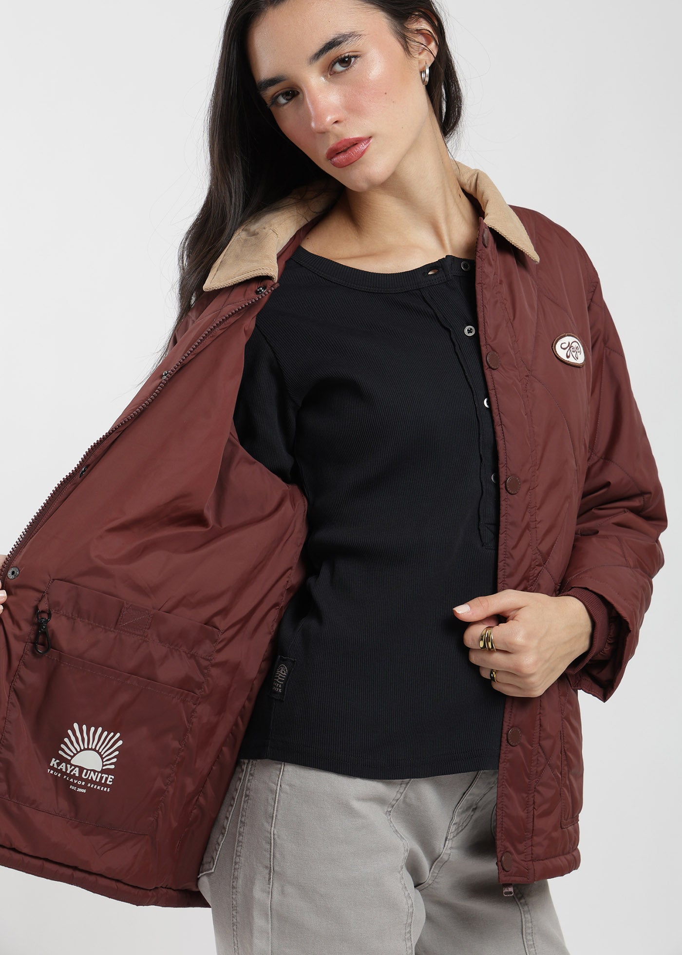 Parka Con Cierre Quilted Mujer Cherry #Color_Cherry
