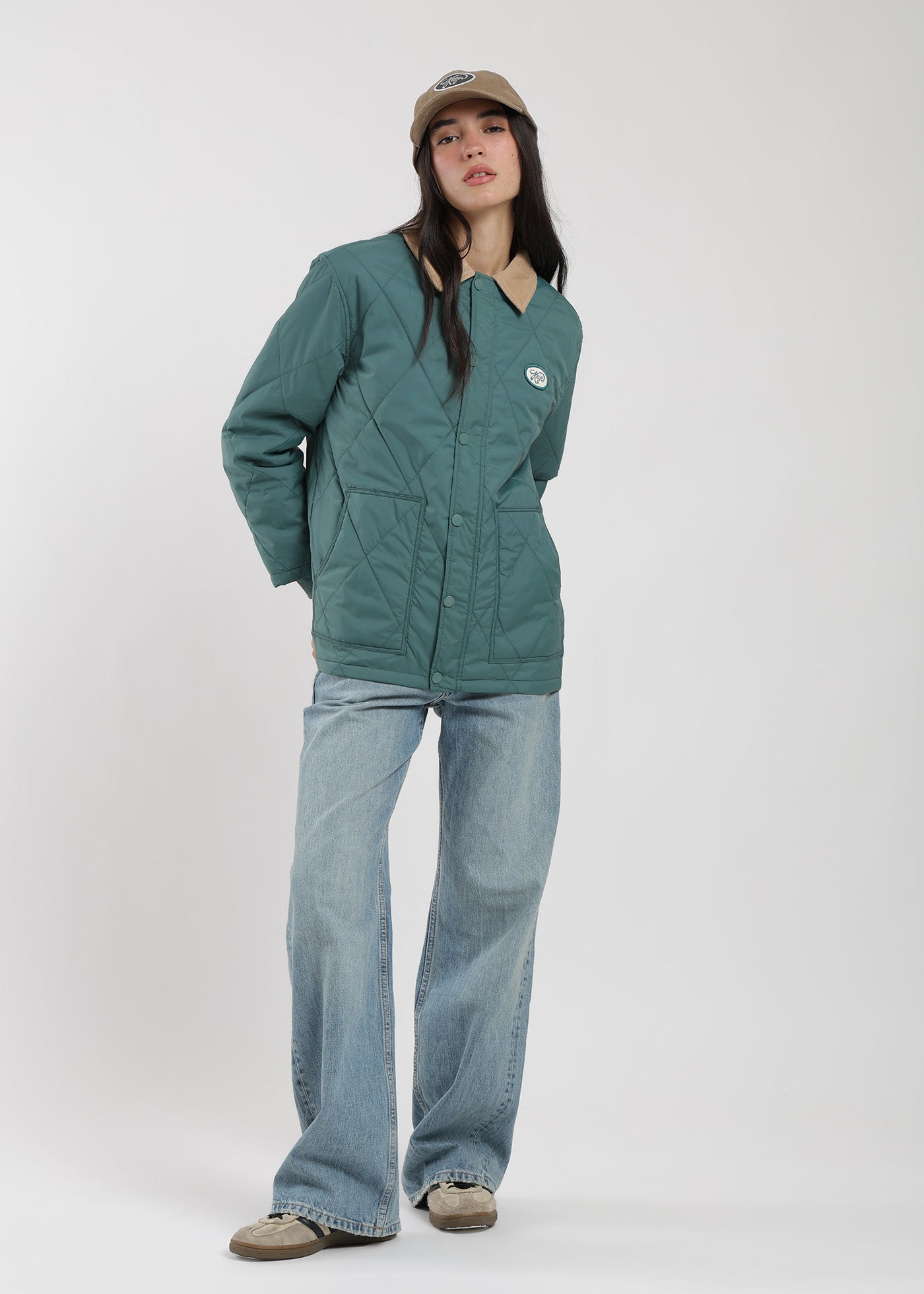 Parka Con Cierre Quilted Mujer Teal #Color_Teal