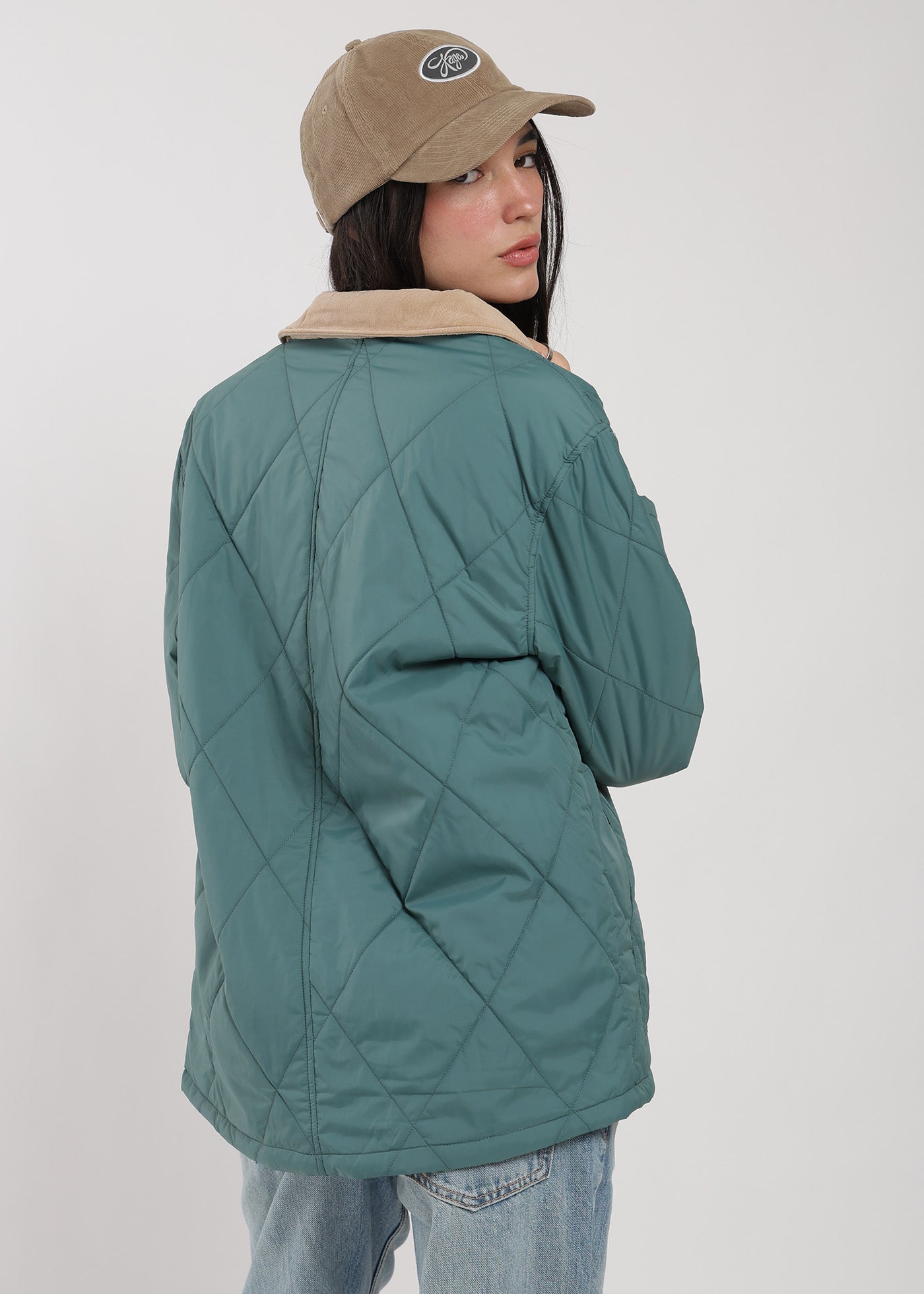 Parka Con Cierre Quilted Mujer Teal #Color_Teal