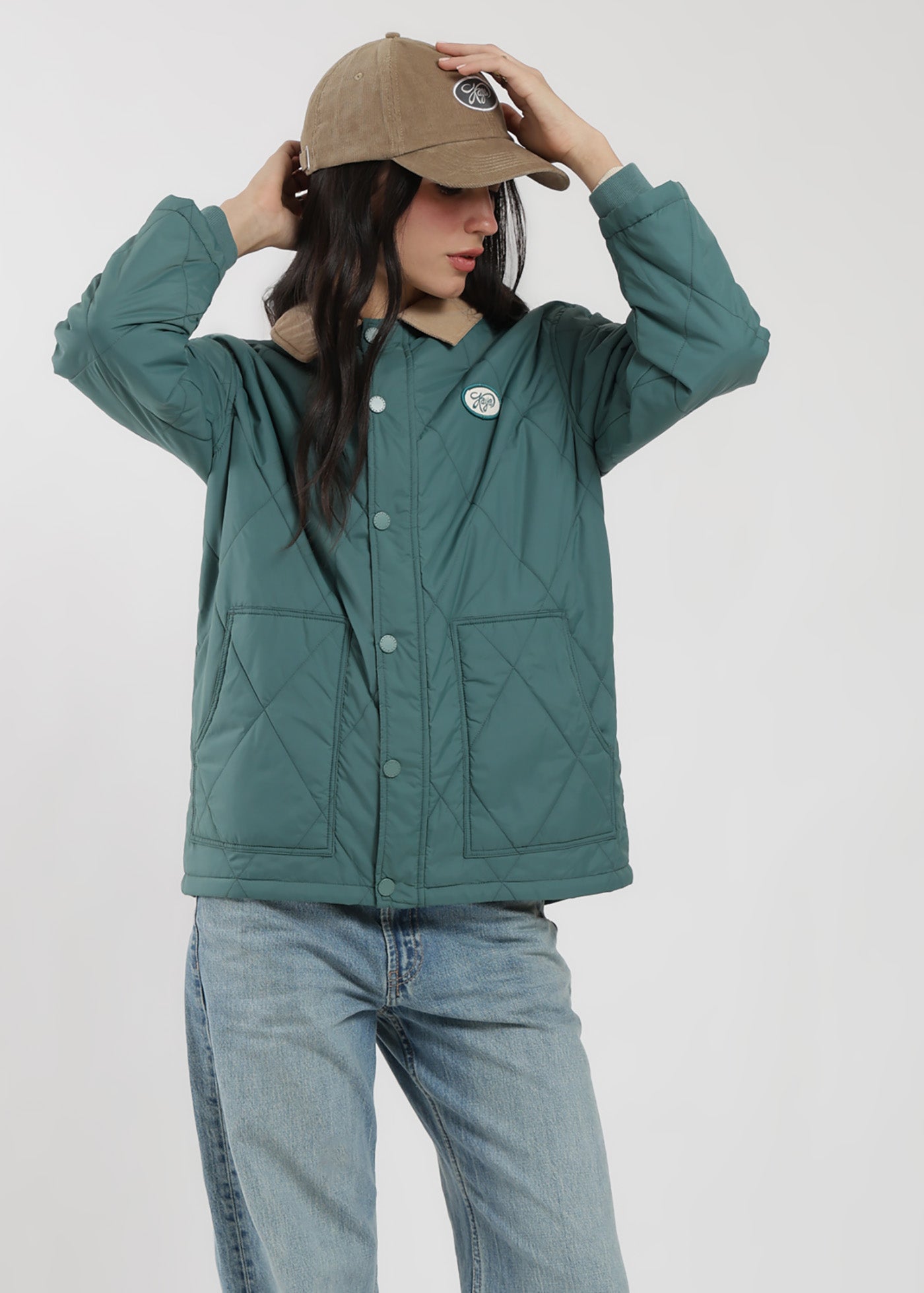 Parka Con Cierre Quilted Mujer Teal #Color_Teal