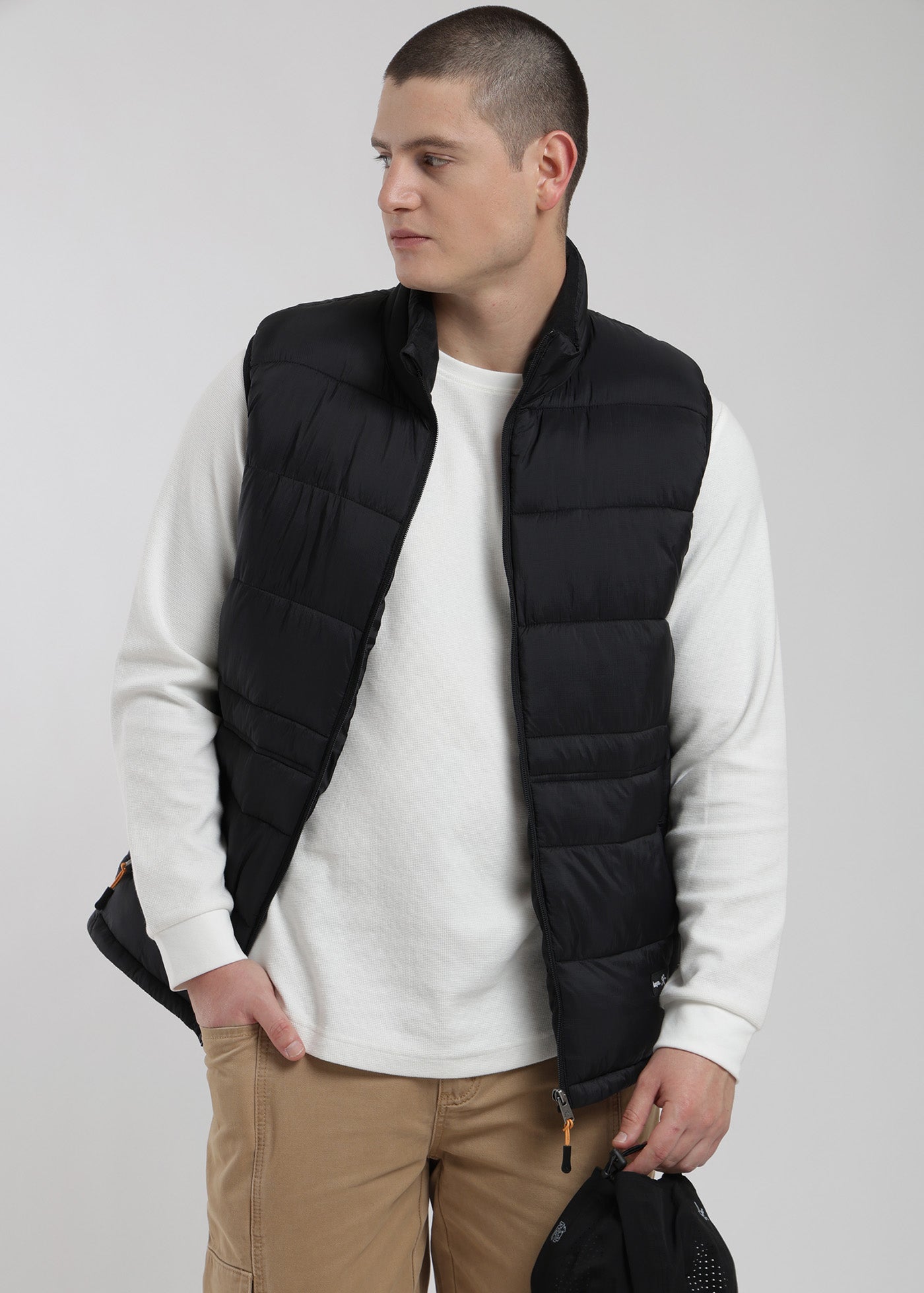 Parka Sin Mangas Vest Hombre Negro #Color_Negro