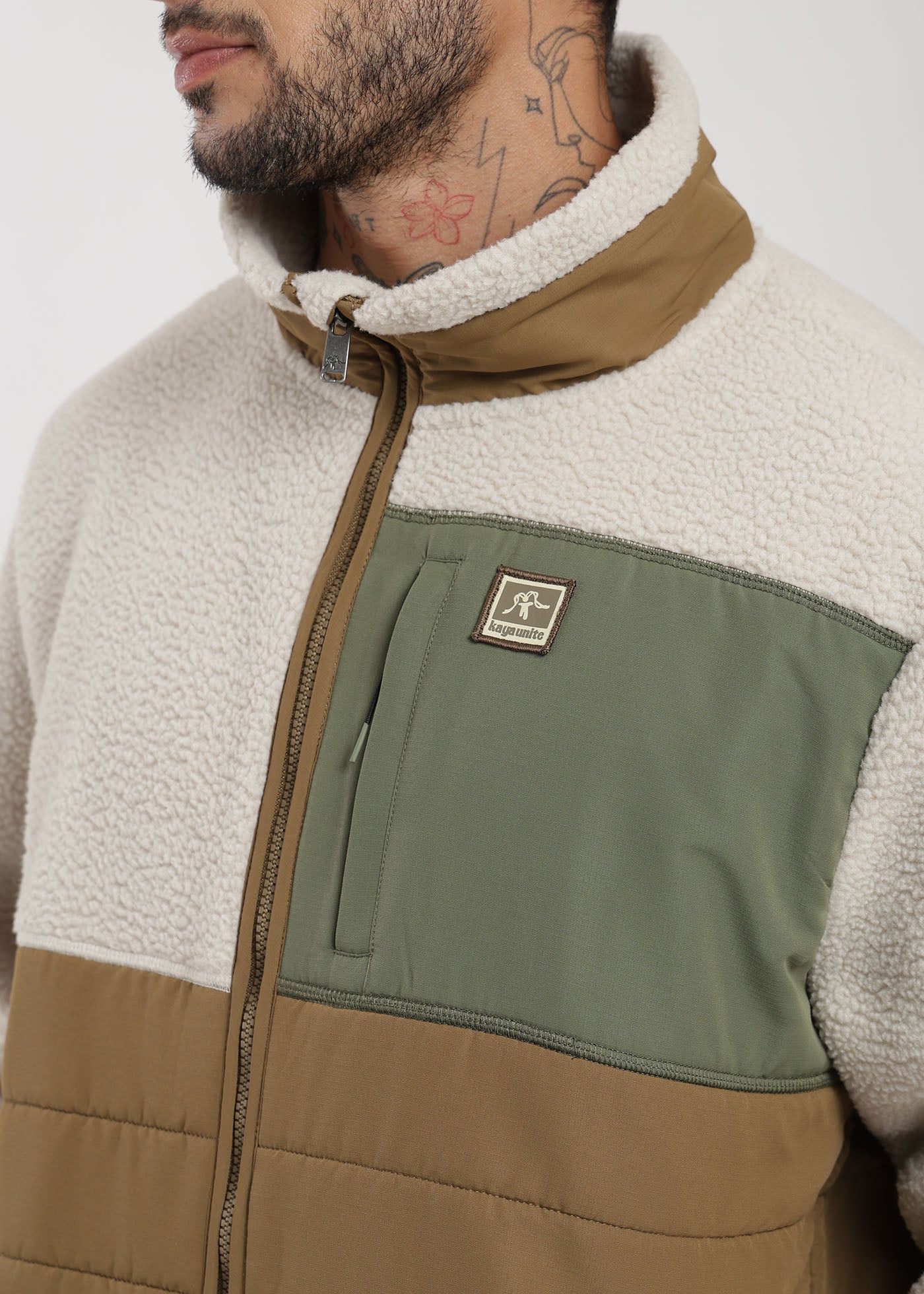 Polar Con Cierre Block Hombre Dim Gray #Color_Ecru