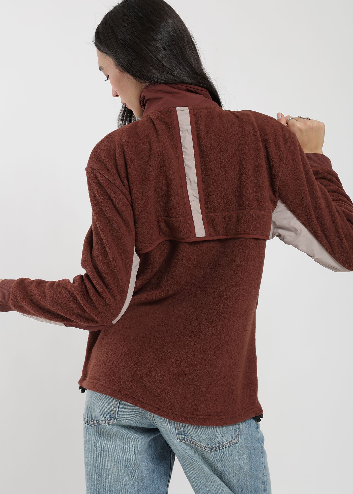 Polar Con Cierre Mix Fabric Mujer Burdeo #Color_Burdeo