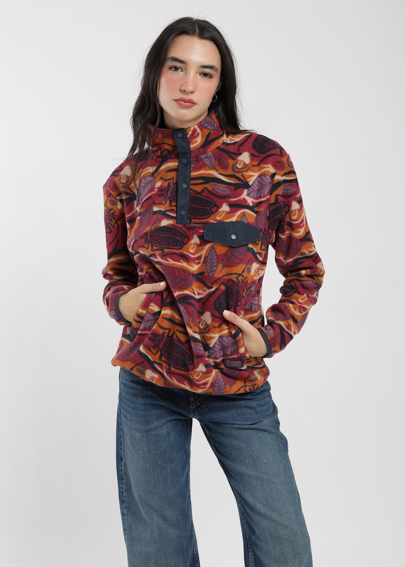 Polar Half Snap Print Mujer Lavender