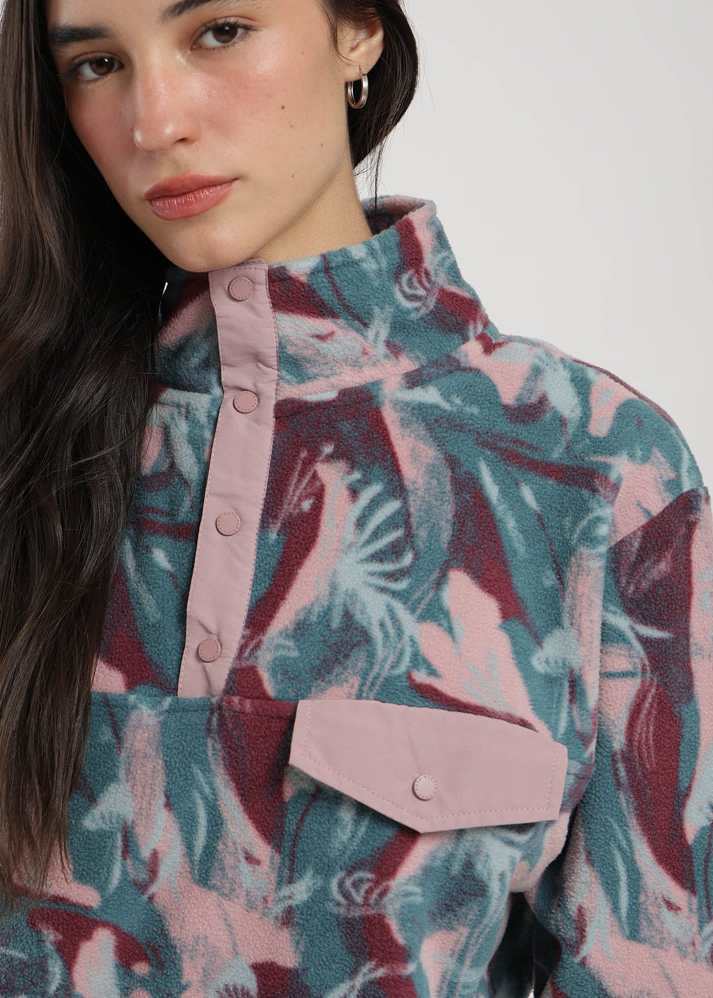 Polar Half Snap Print Mujer Light Gray #Color_Petrol