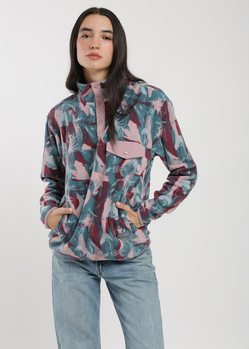Polar Half Snap Print Mujer Light Gray #Color_Petrol
