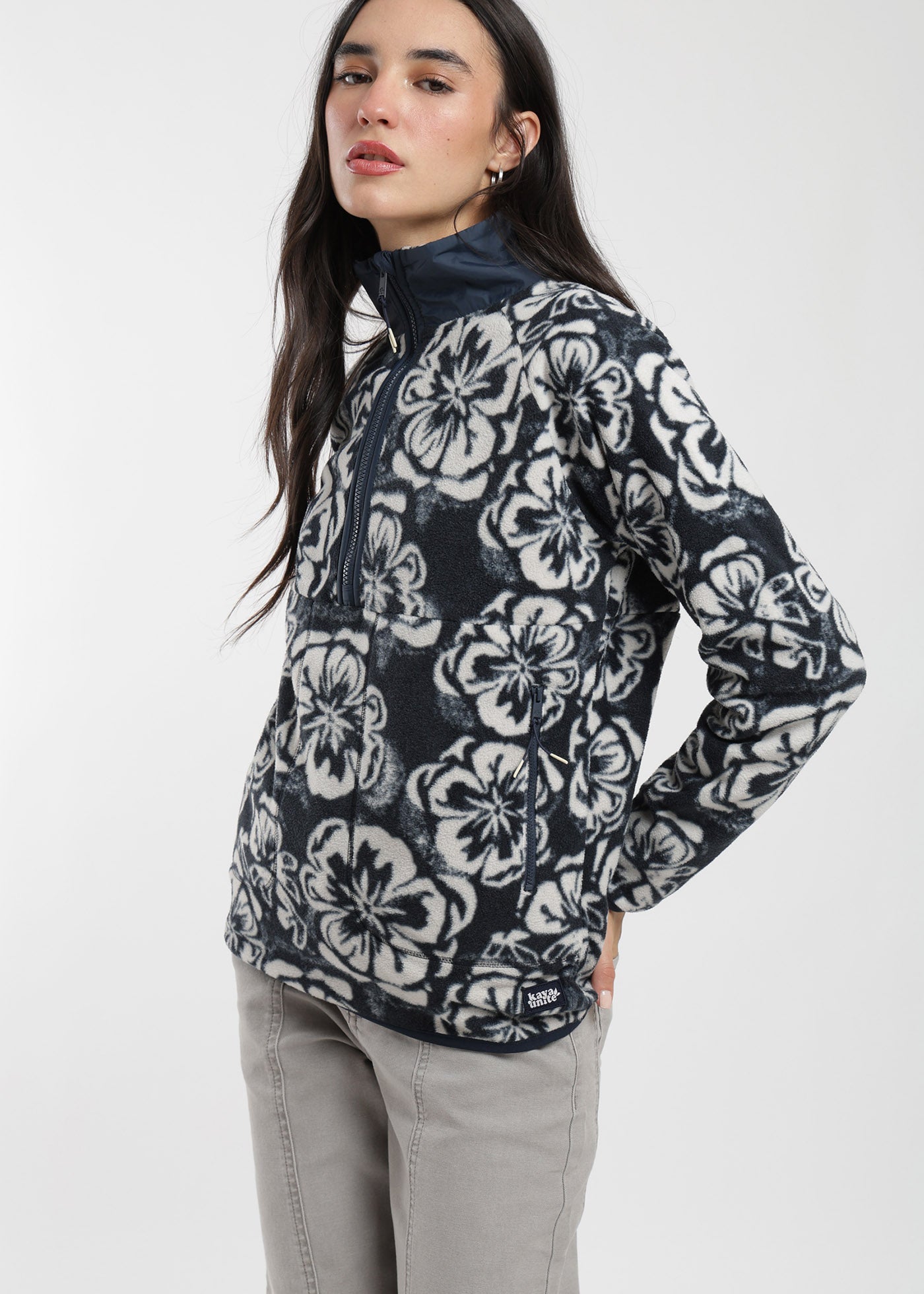 Polar Medio Cierre Raglan Mujer Navy #Color_Navy