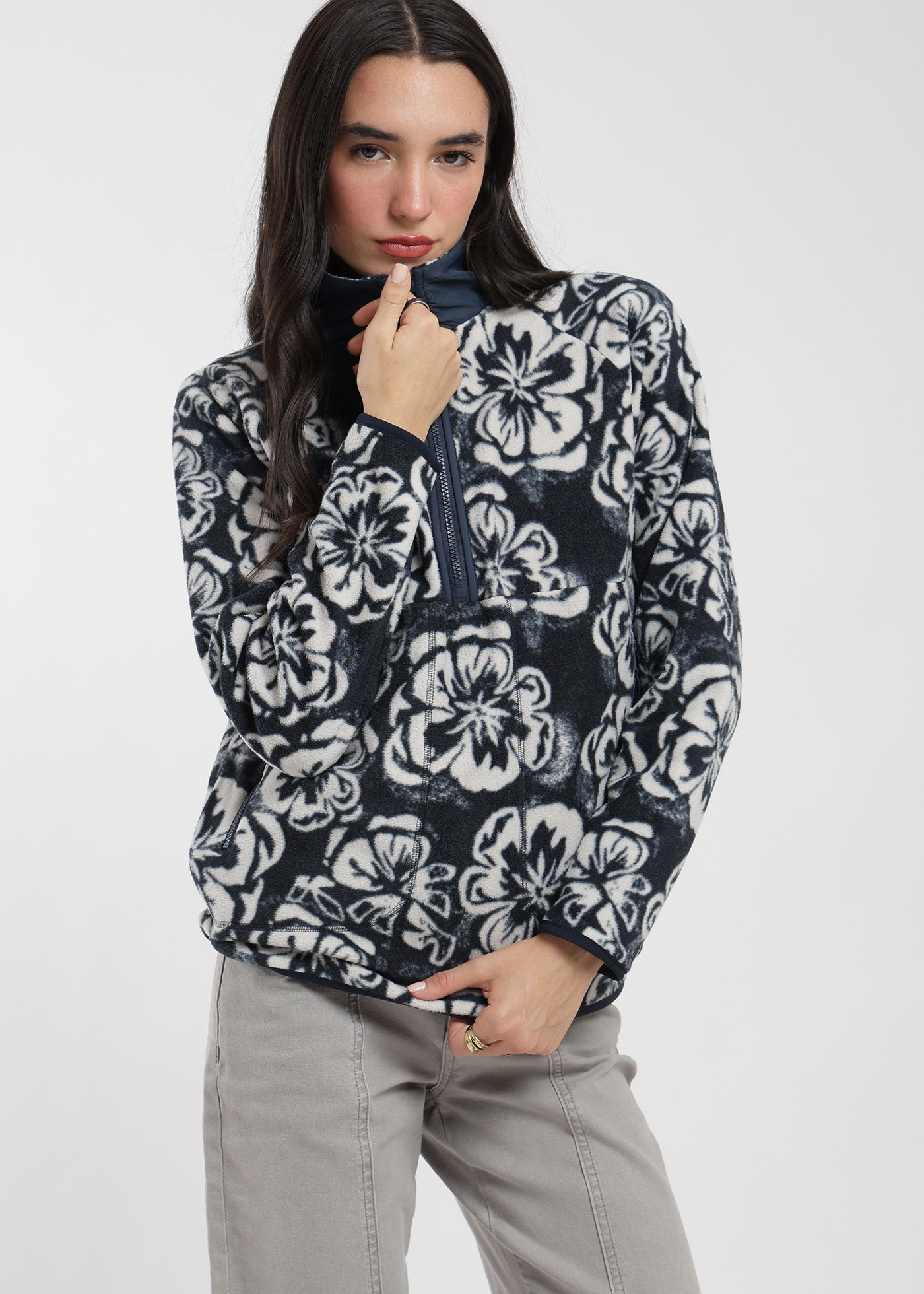Polar Medio Cierre Raglan Mujer Navy #Color_Navy