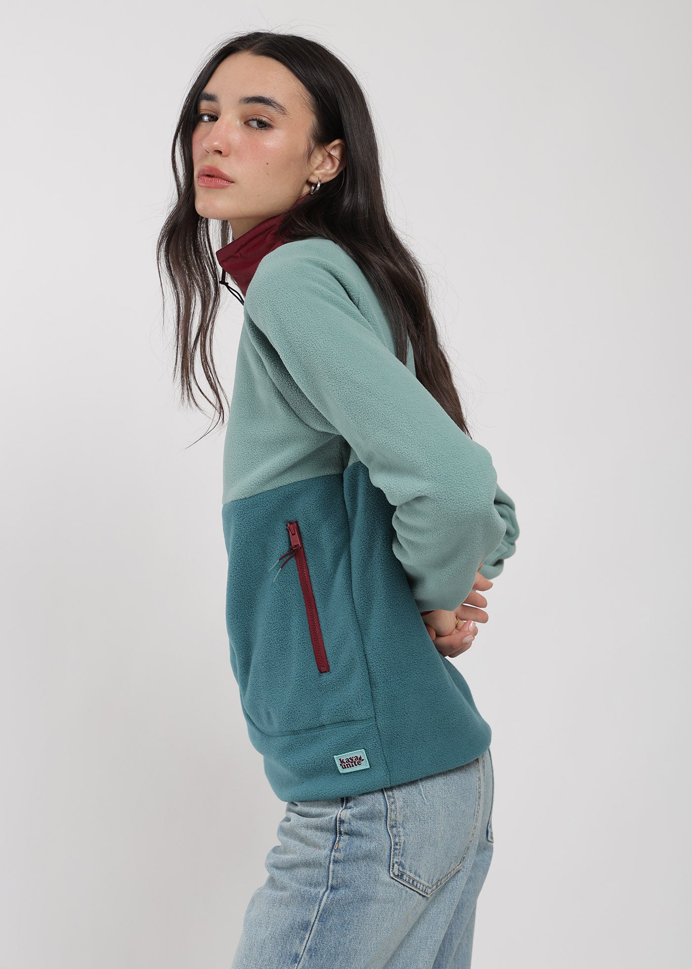 Polar Medio Cierre Raglan Mujer Verde #Color_Verde