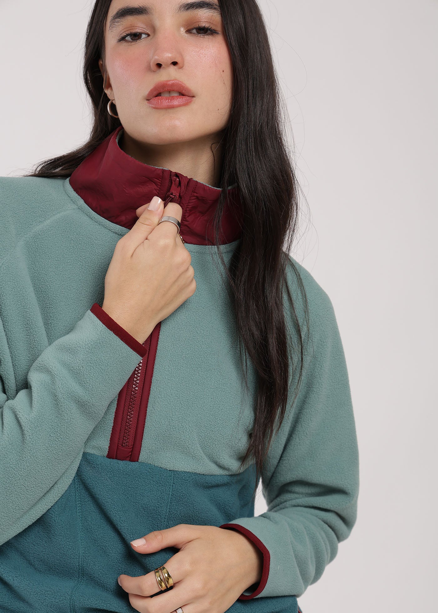 Polar Medio Cierre Raglan Mujer Verde #Color_Verde