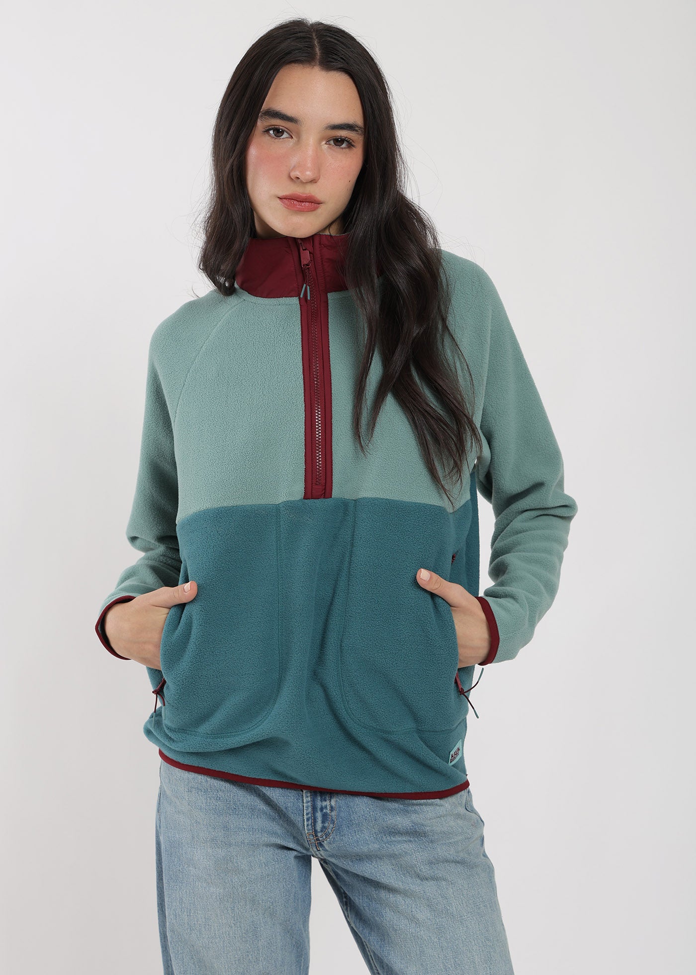 Polar Medio Cierre Raglan Mujer Verde #Color_Verde