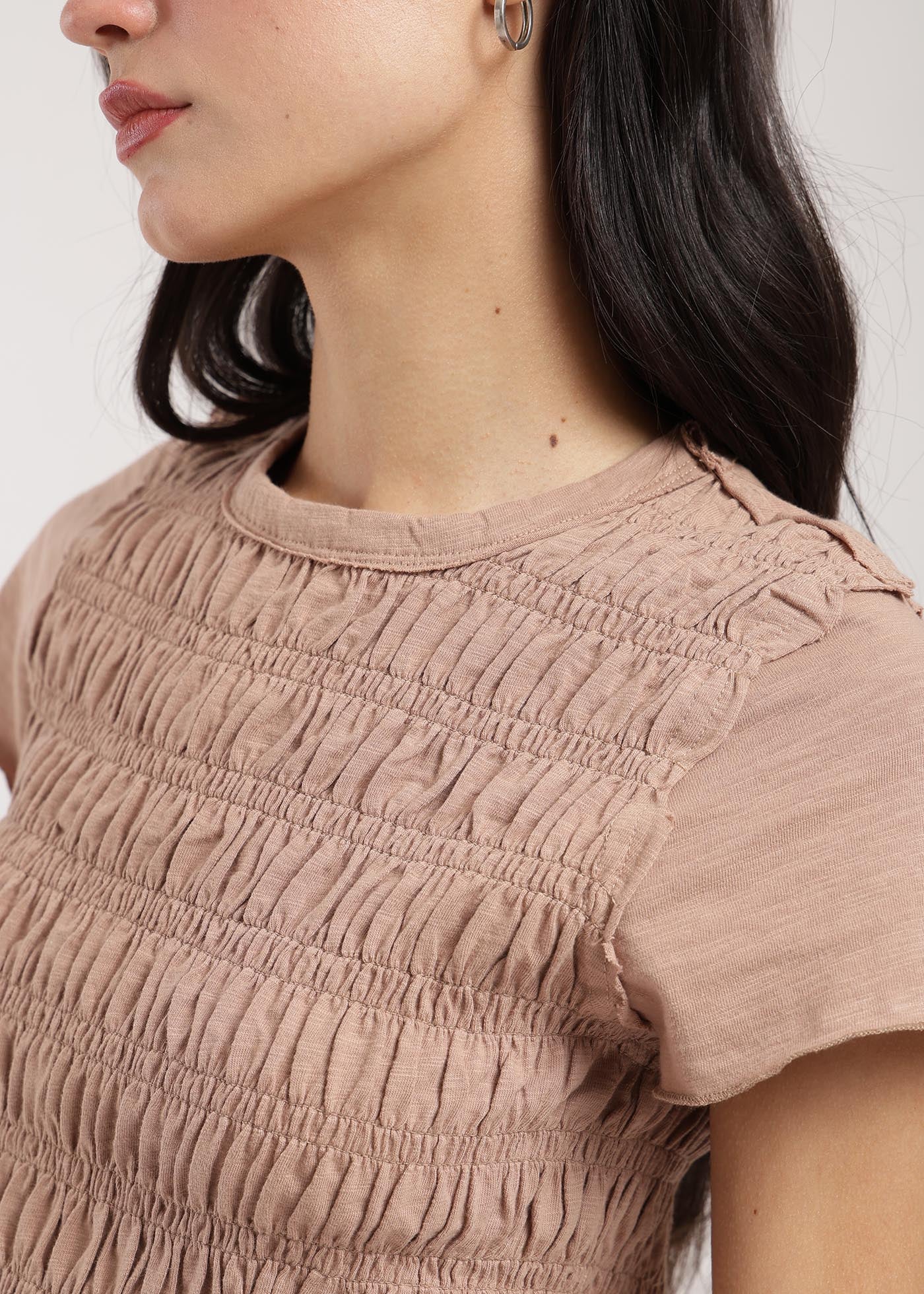 Polera Algodón Panal Mujer Tan #Color_Café