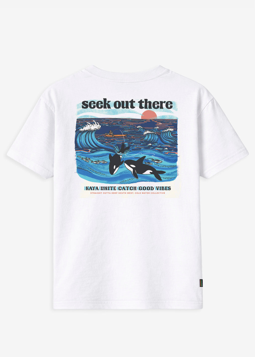 Polera Diseño Algodón Print Blue Hombre - Blanco