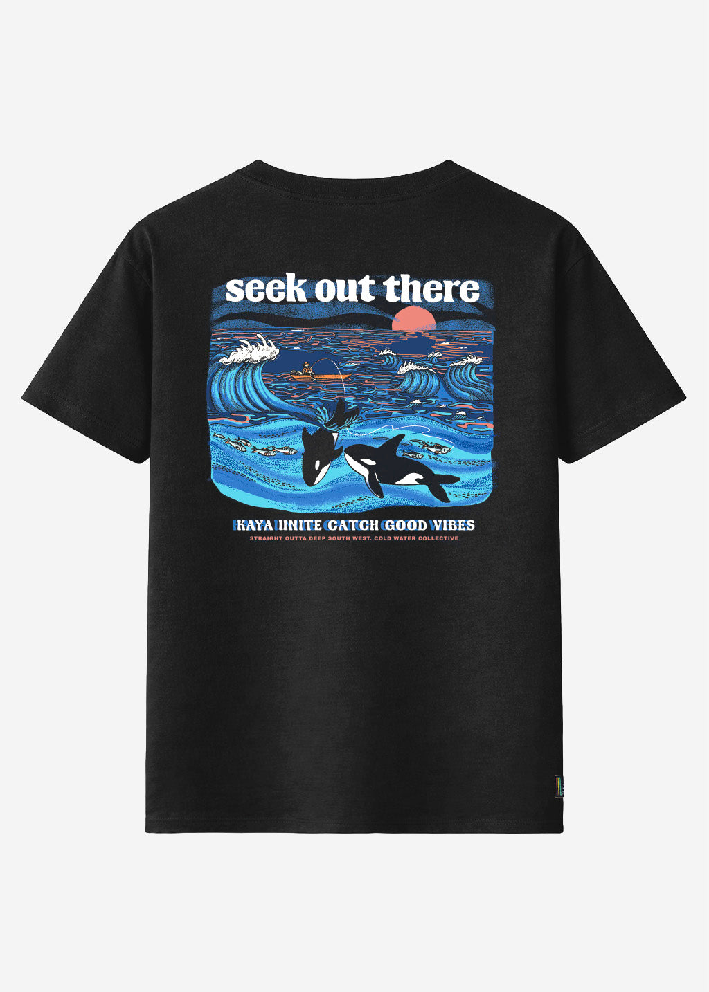 Polera Diseño Algodón Print Blue Hombre - Negro