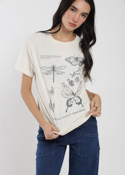 Polera Diseño Algodón Print Botanical Mujer - Blanca Light Gray