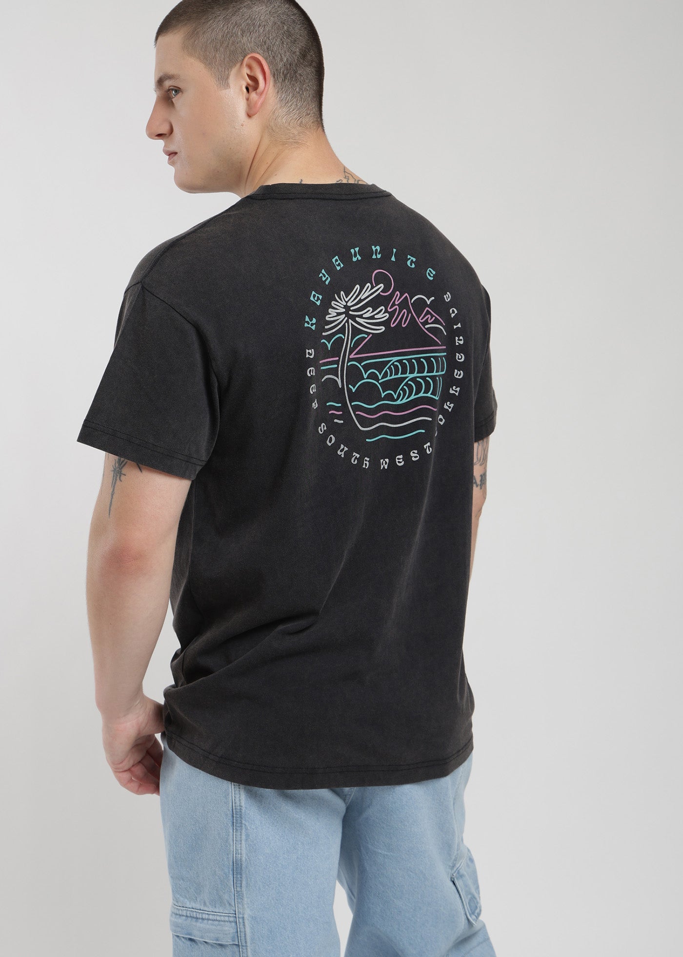 Polera Diseño Algodón Print Hombre - Negro