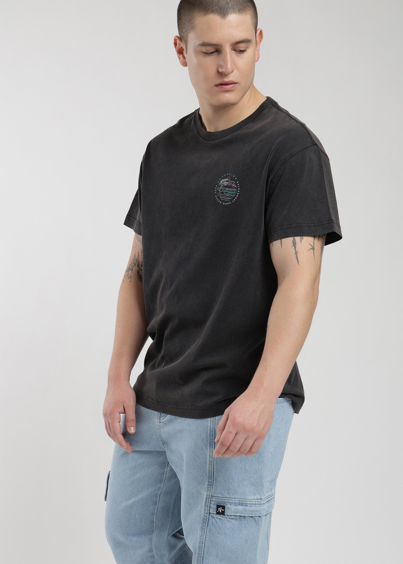 Polera Diseño Algodón Print Hombre - Negro