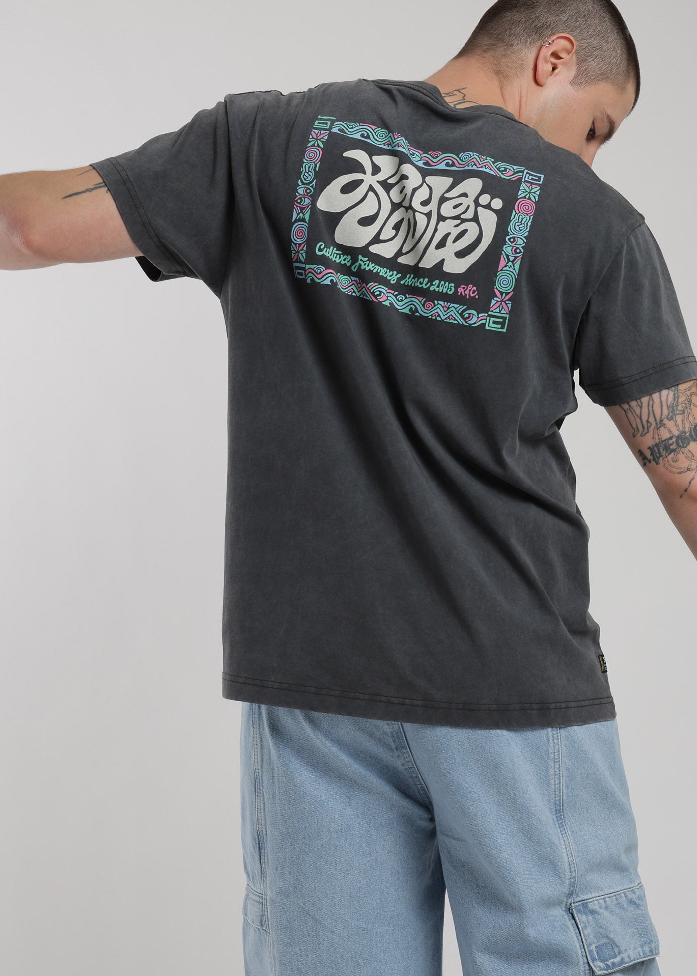 Polera Diseño Algodón Print Hombre - Petrol