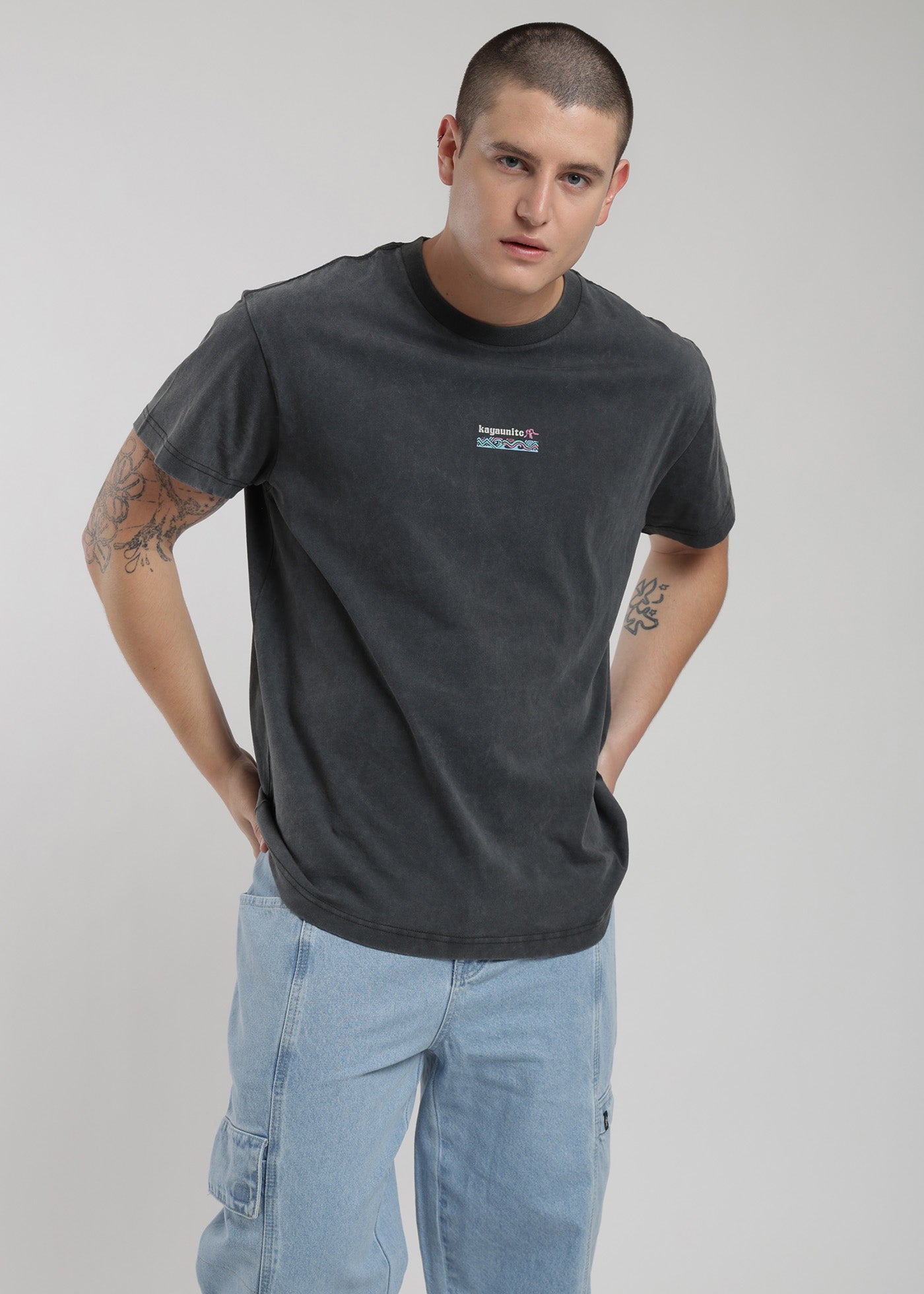 Polera Diseño Algodón Print Hombre - Petrol