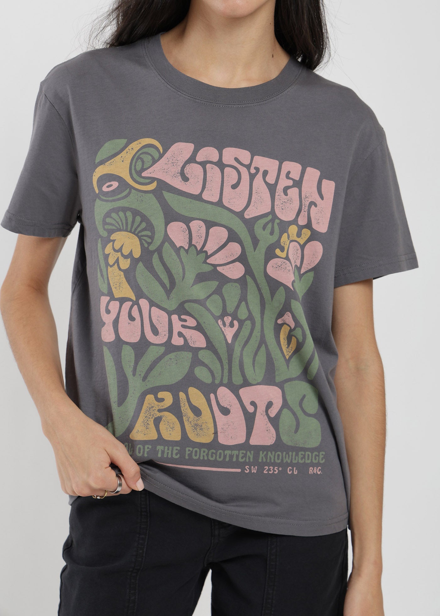 Polera Diseño Algodón Print Rooty Mujer - Gris