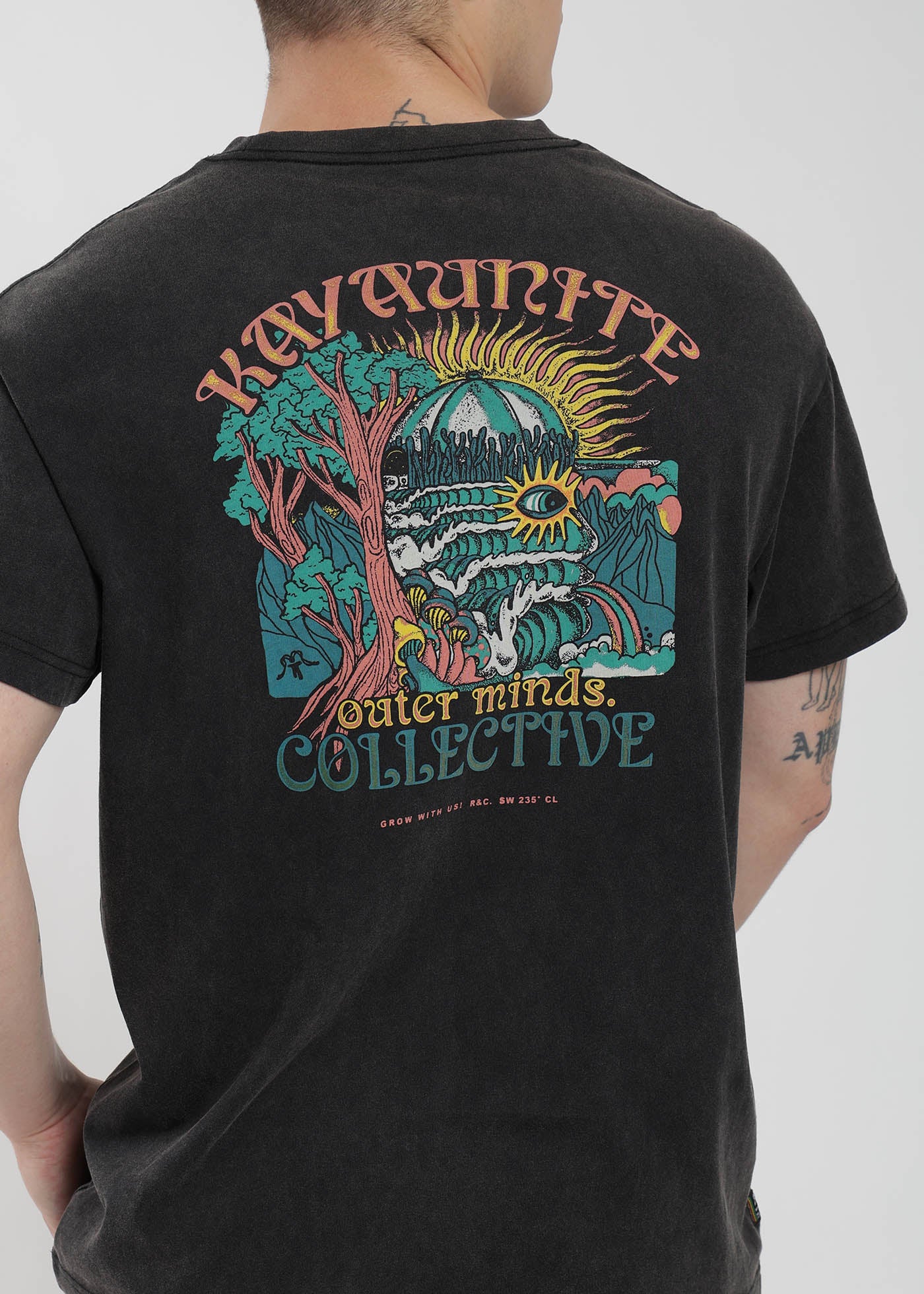 Polera Diseño Algodón Print Solid Hombre - Negro