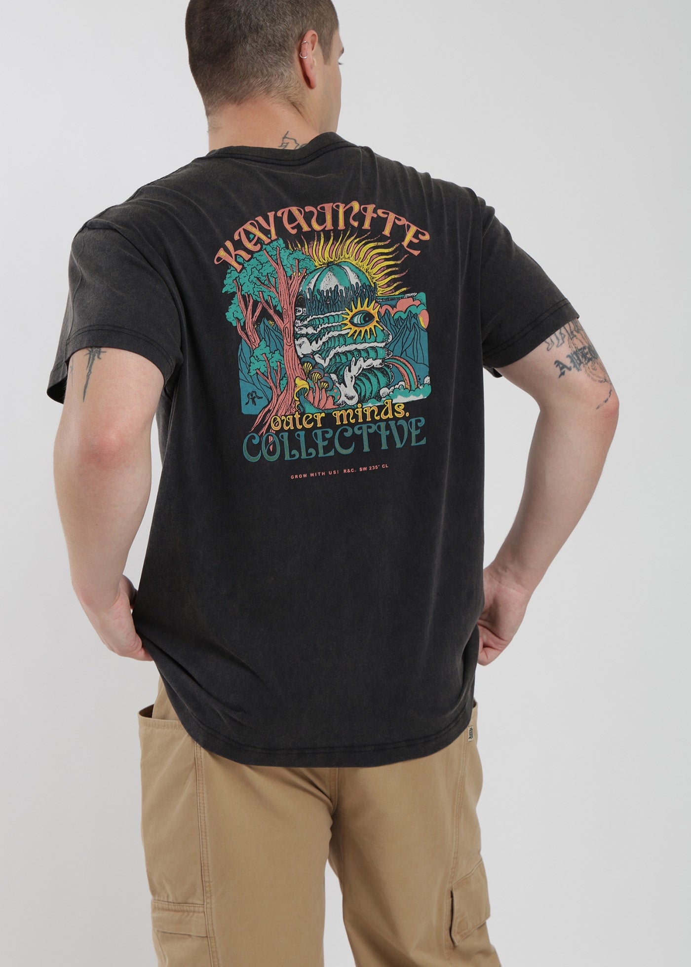 Polera Diseño Algodón Print Solid Hombre - Negro