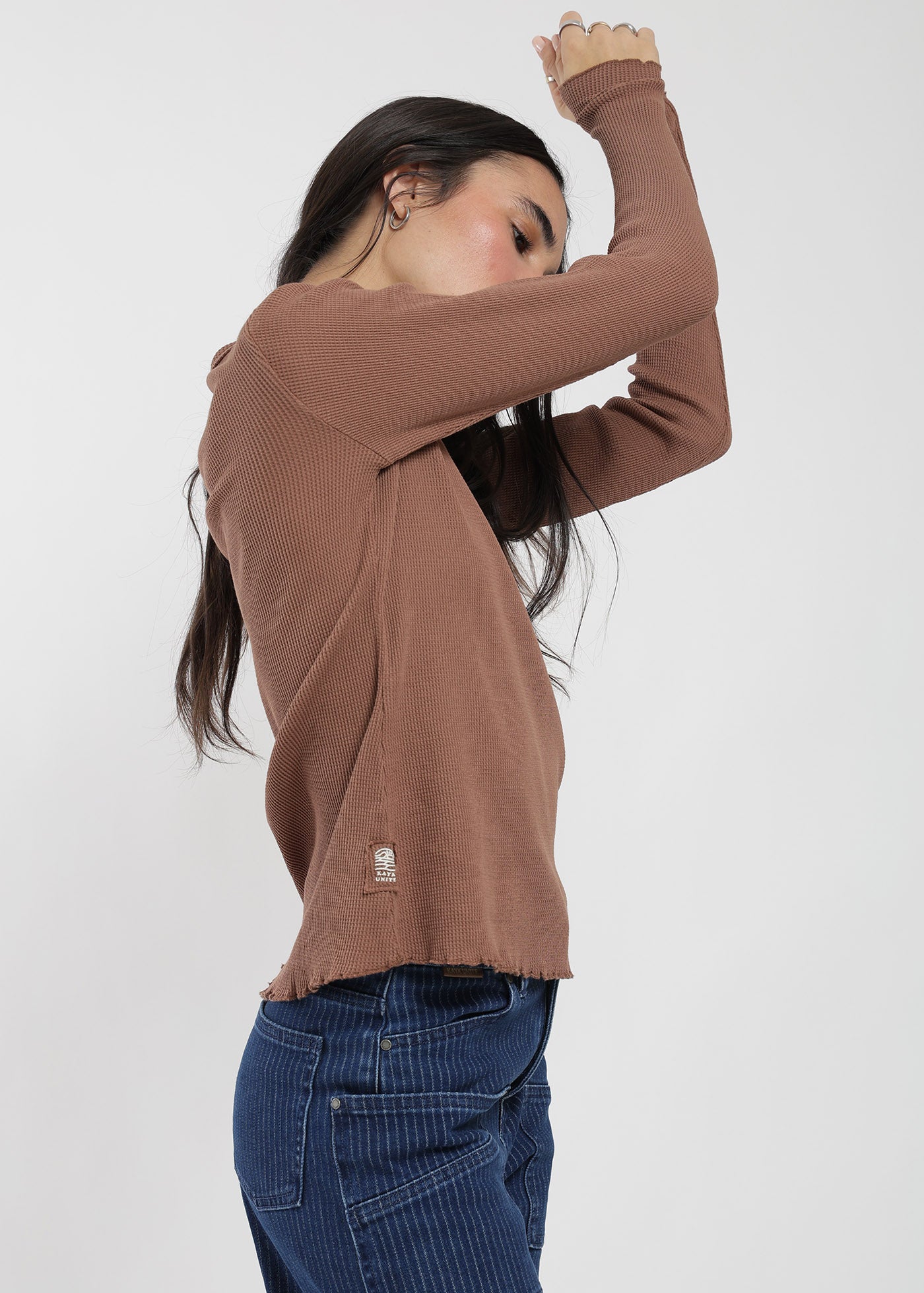 Polera Manga Larga Algodón Waffle Mujer Lavender