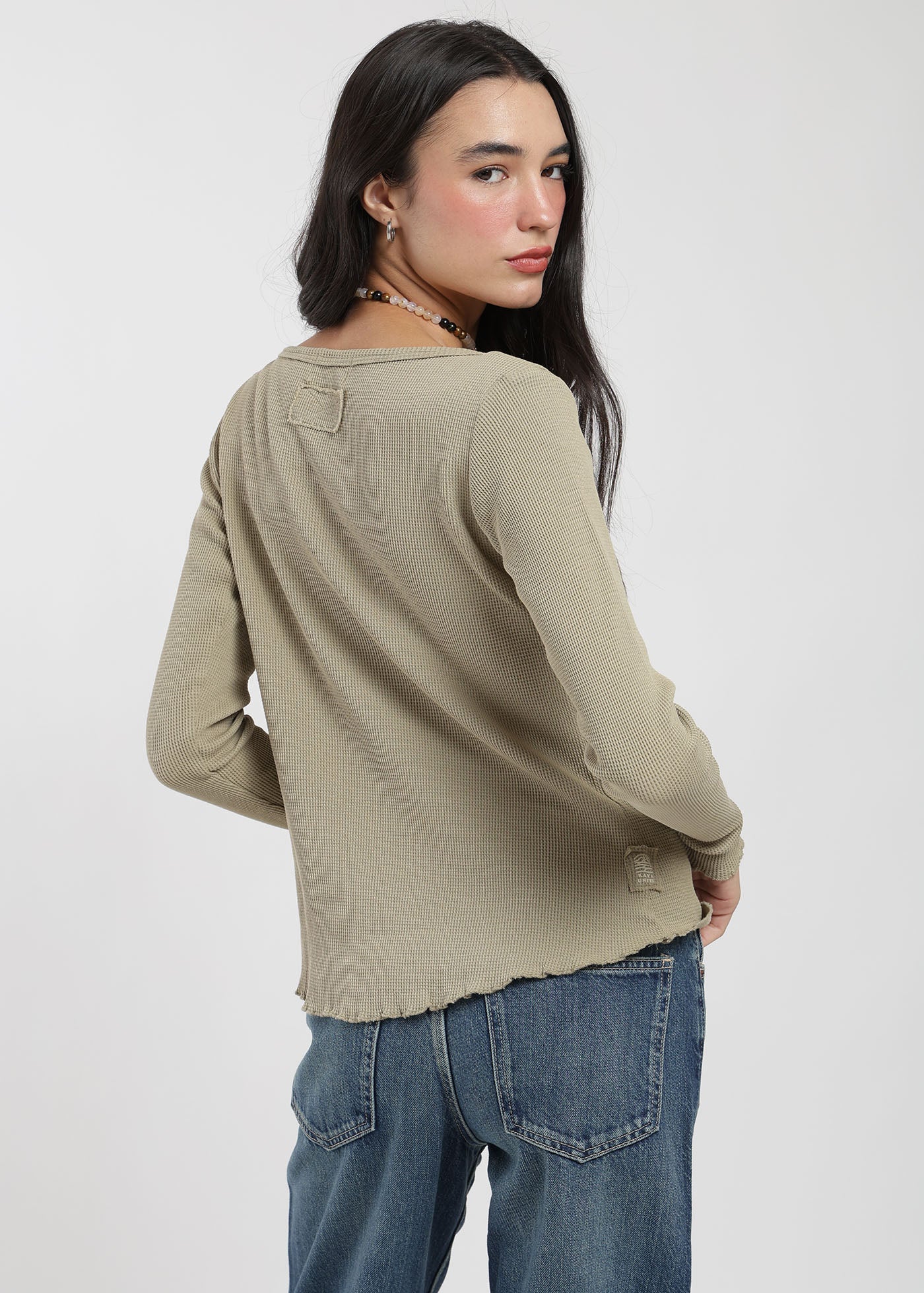 Polera Manga Larga Algodón Waffle Mujer Lavender #Color_Oliva