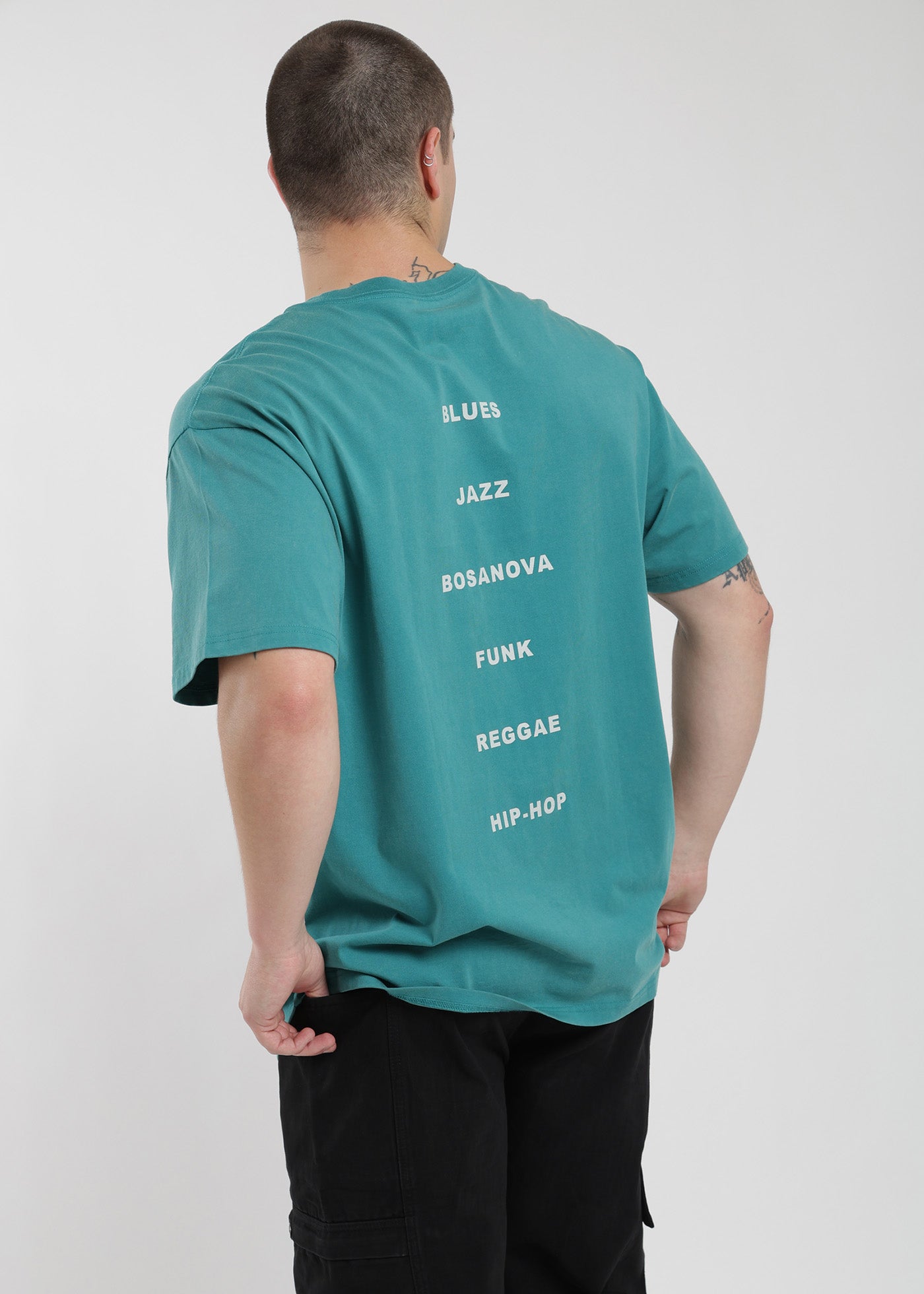 Polera Oversize Algodón Heavyweight Hombre - Turquesa