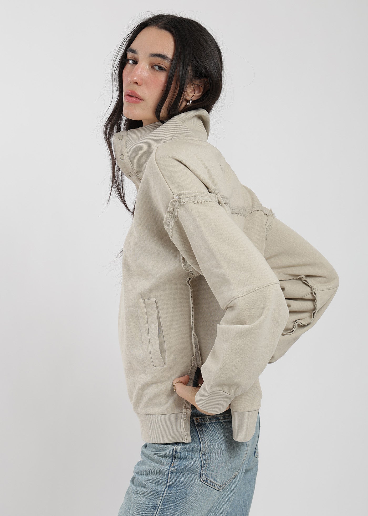Polerón Algodón Half Snaps Murta Mujer Light Gray #Color_Bone
