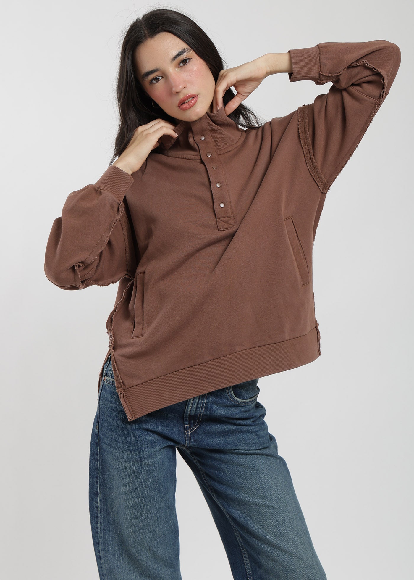 Polerón Algodón Half Snaps Murta Mujer