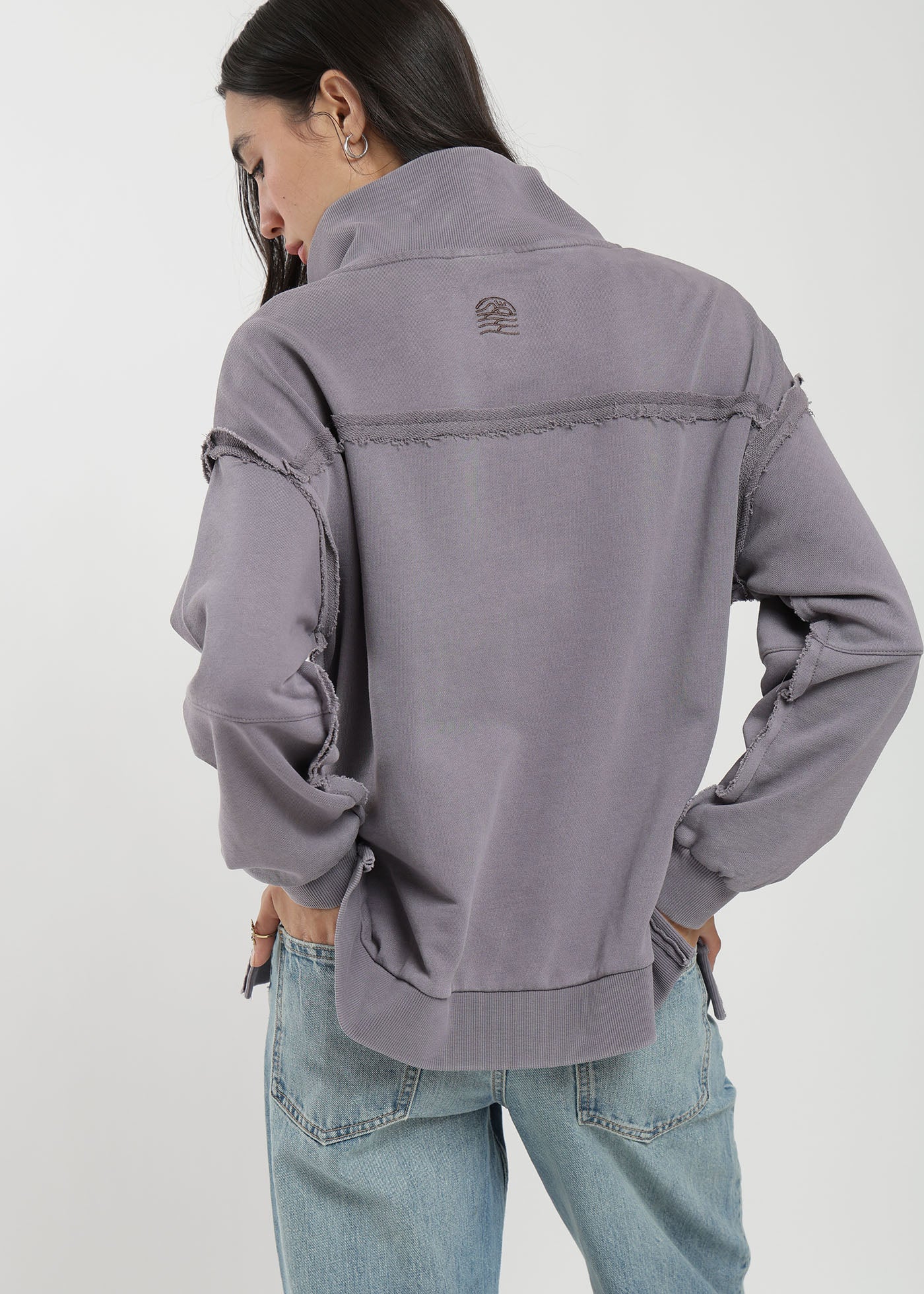 Polerón Algodón Half Snaps Murta Mujer Light Gray #Color_Morado