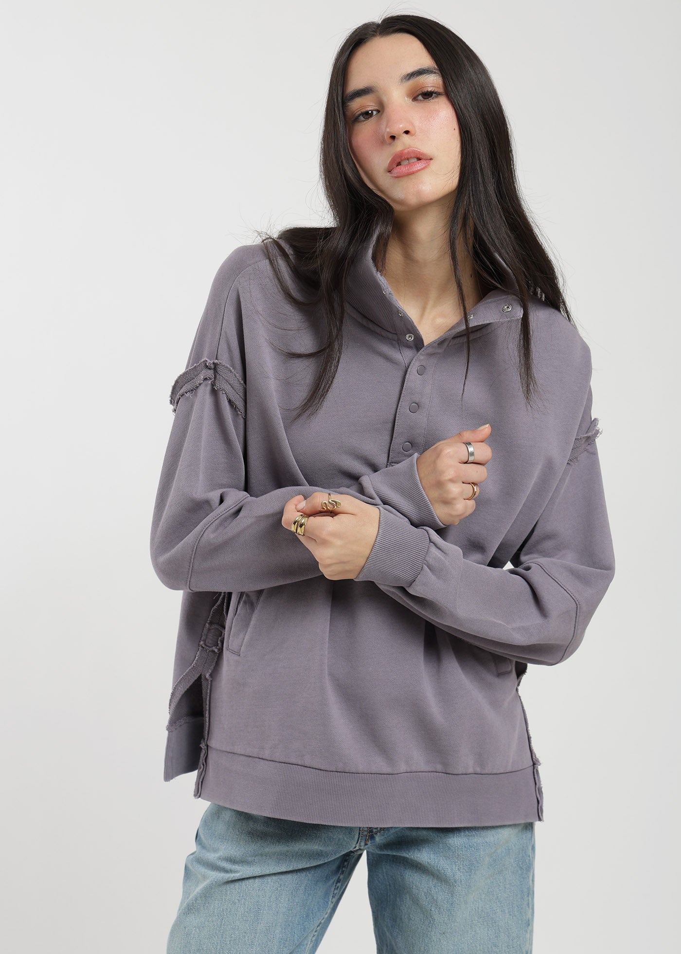 Polerón Algodón Half Snaps Murta Mujer Lavender #Color_Morado