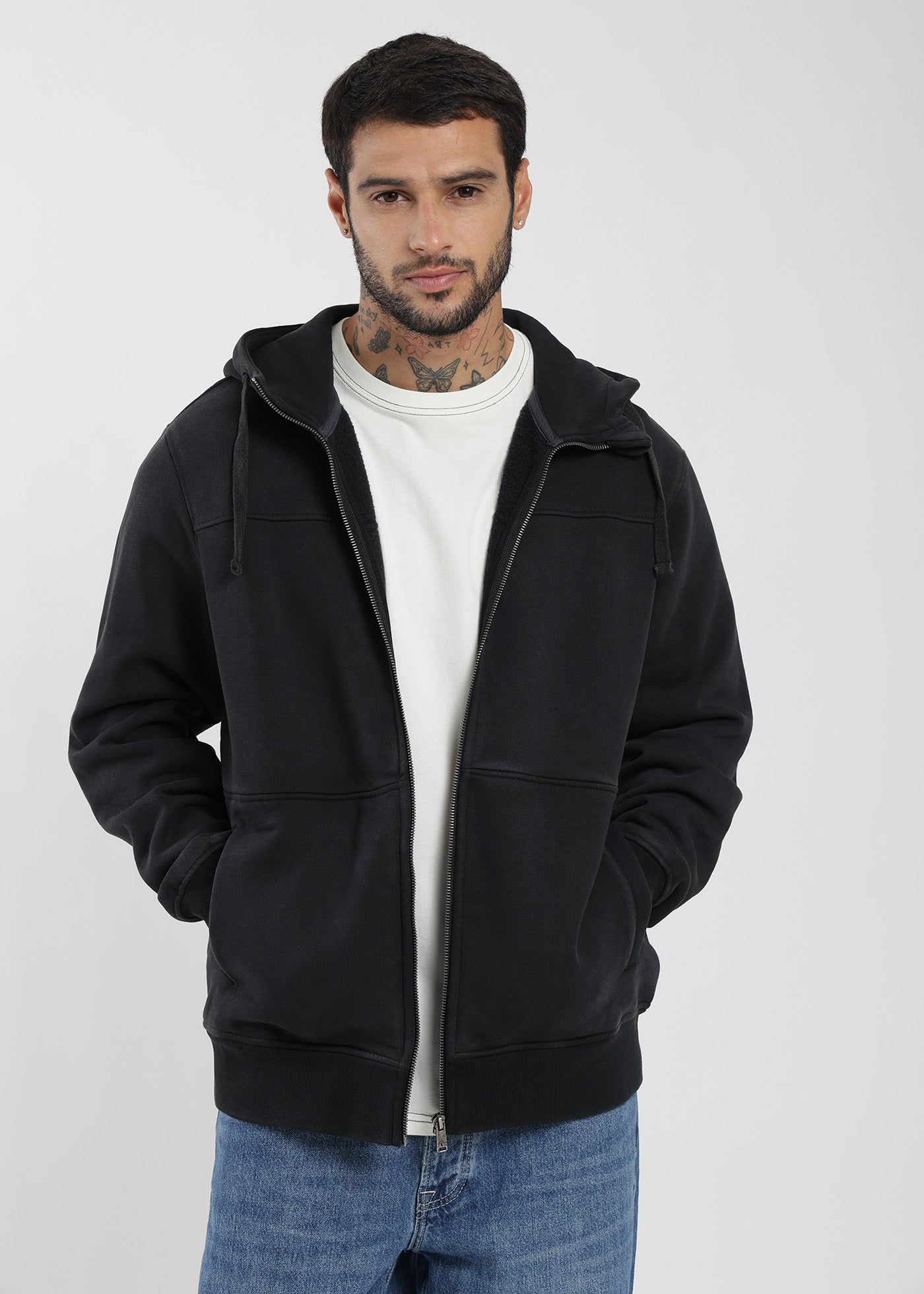 Polerón Con Cierre Daily Hombre Black #Color_Negro