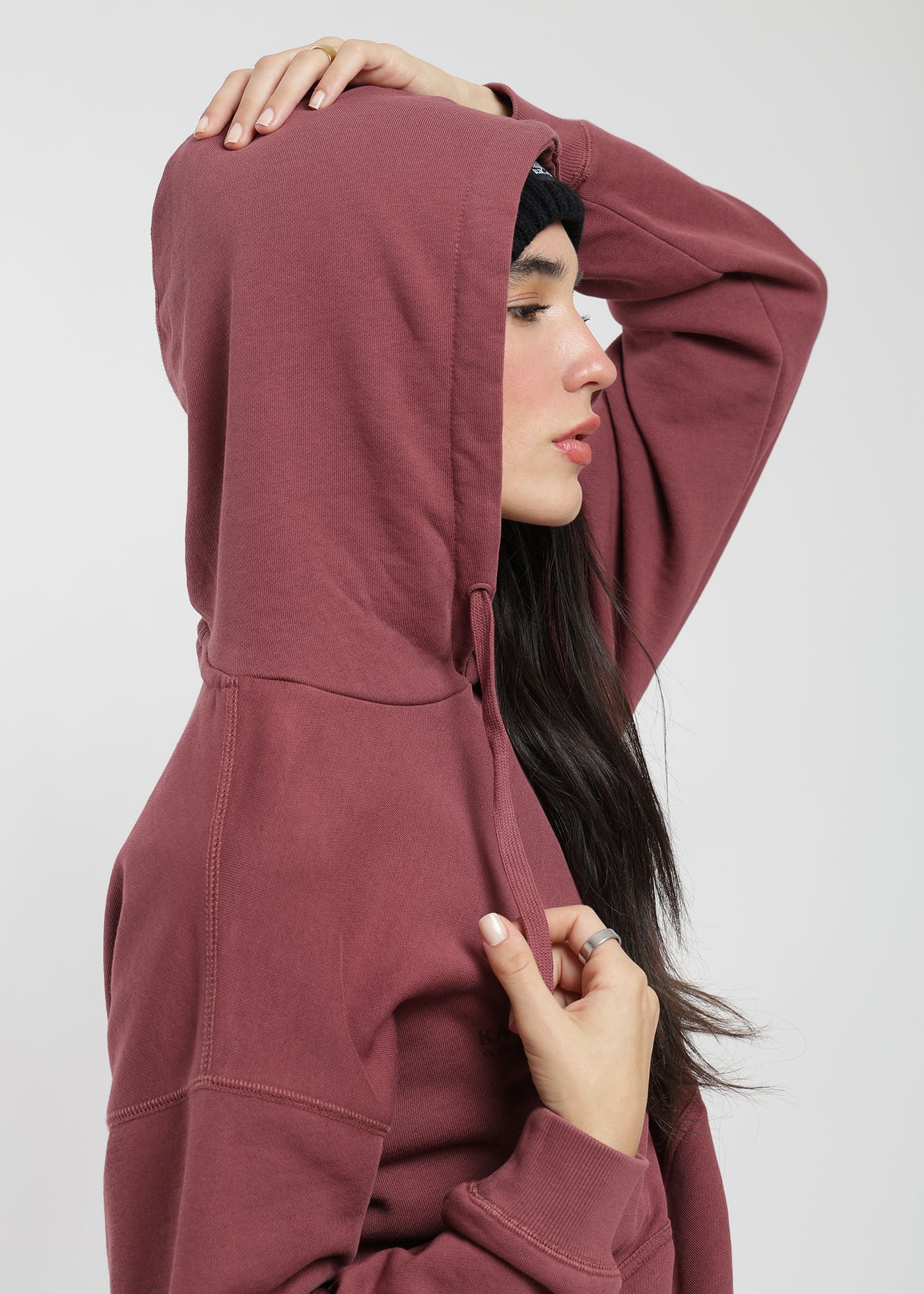 Polerón Hoodie Algodón Print Botanical Mujer - Burdeo Sienna