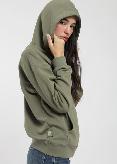 Polerón Hoodie Algodón Print Sun Kaya Mujer - Oliva Lavender