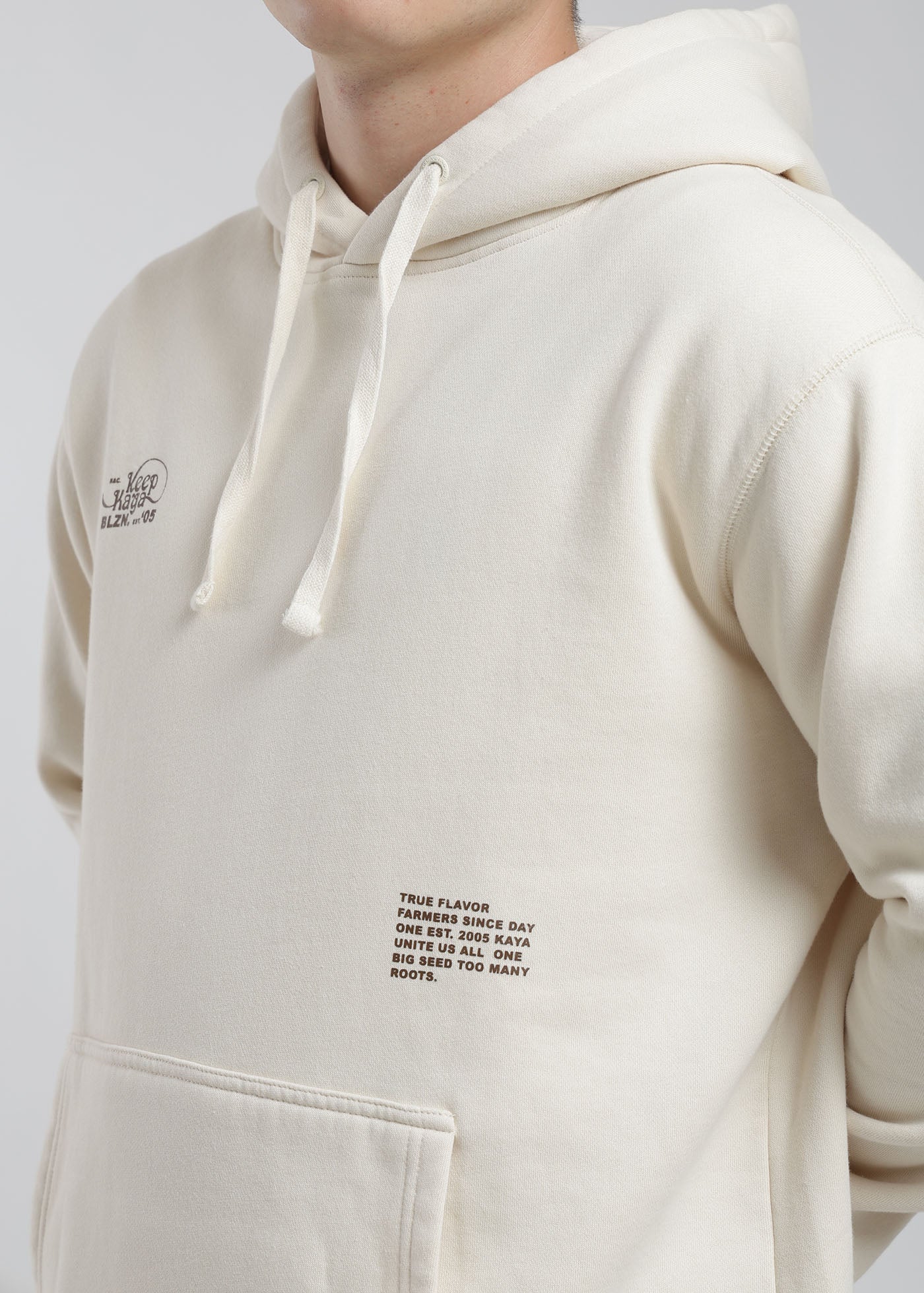 Polerón Hoodie Graphic Hombre - Ecru