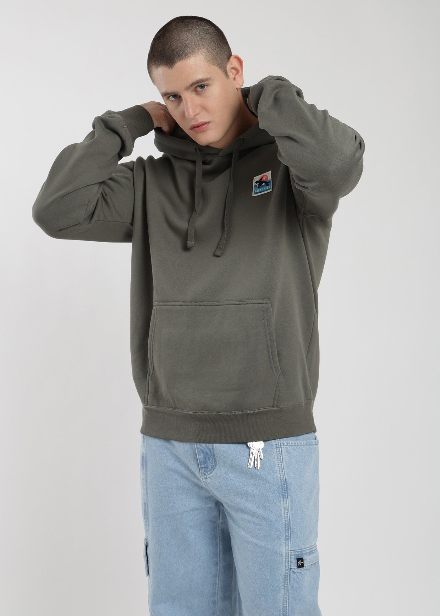 Polerón Hoodie Patch Hombre - Oliva