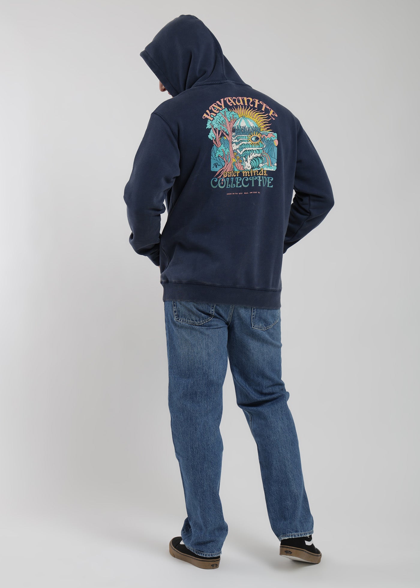 Polerón Hoodie Print Hombre Gray #Color_Azul