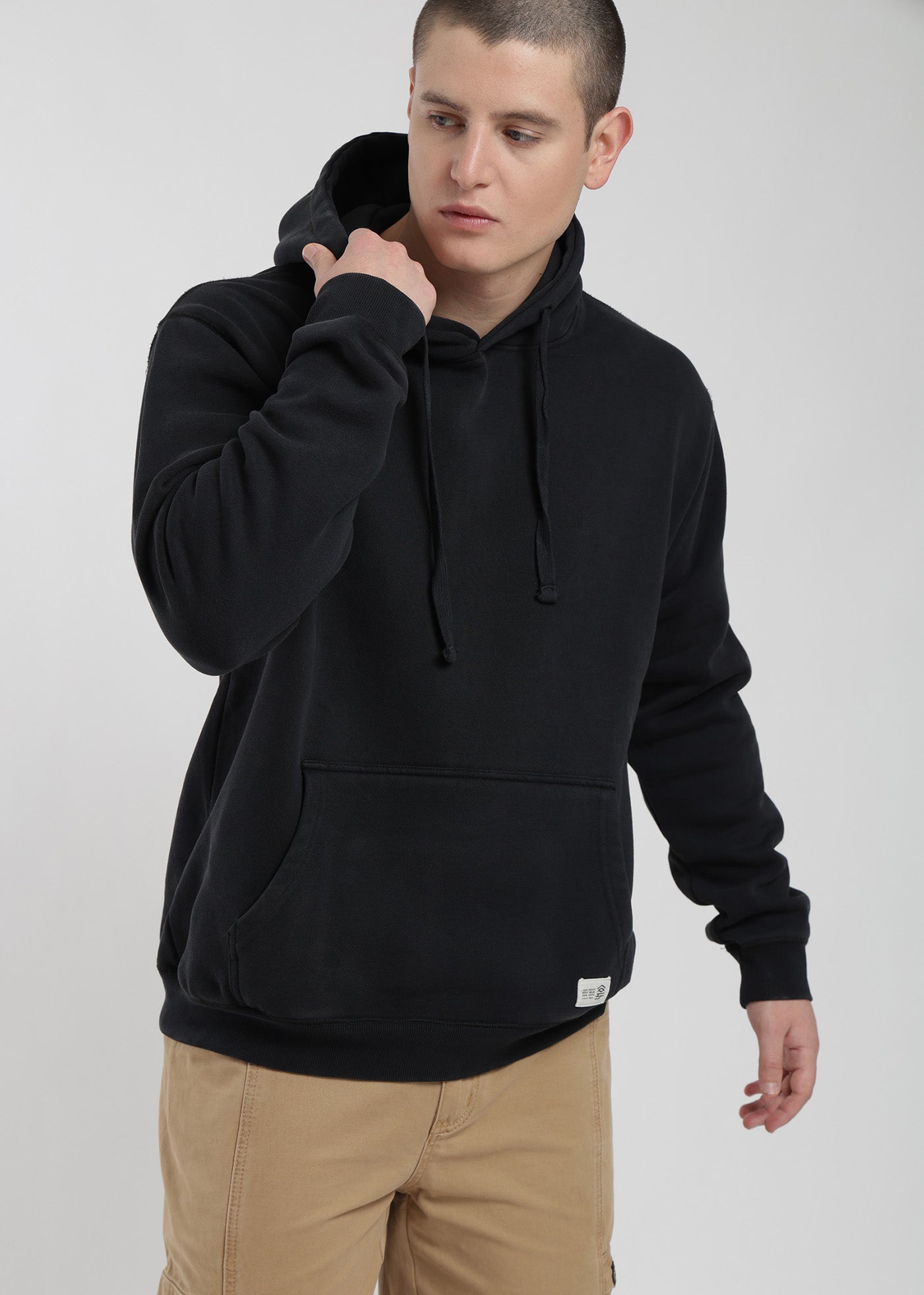 Polerón Hoodie Print Hombre Black #Color_Negro