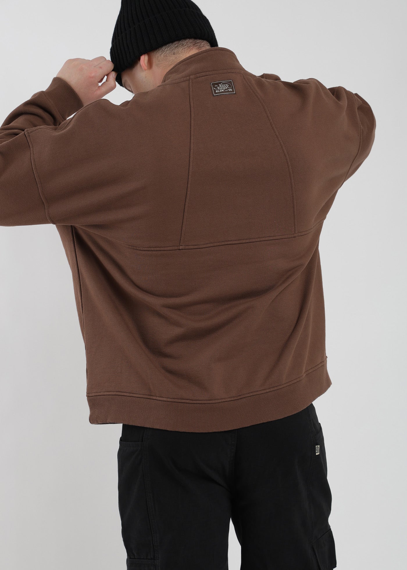 Polerón Medio Cierre Hombre - Café