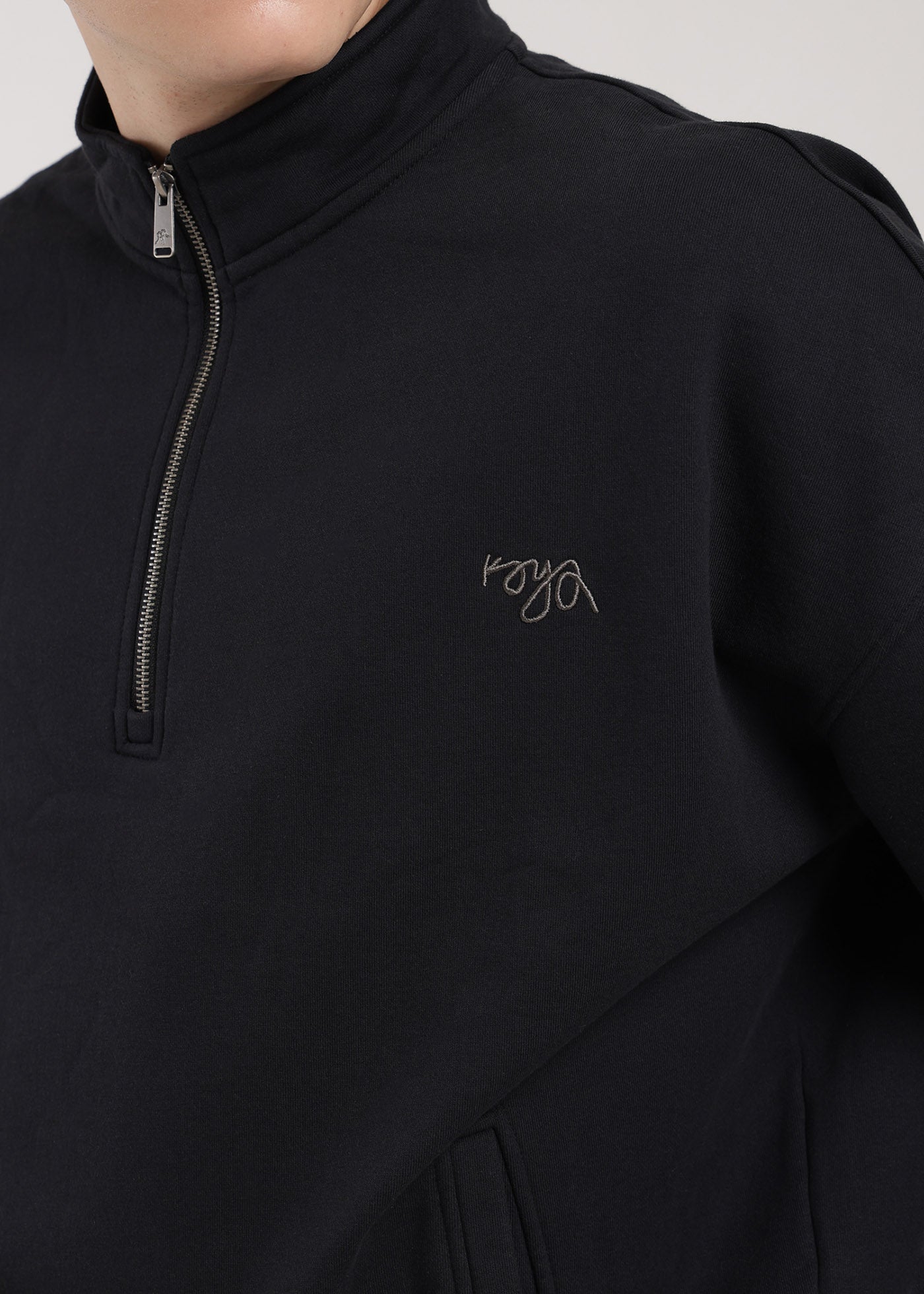 Polerón Medio Cierre Hombre - Negro