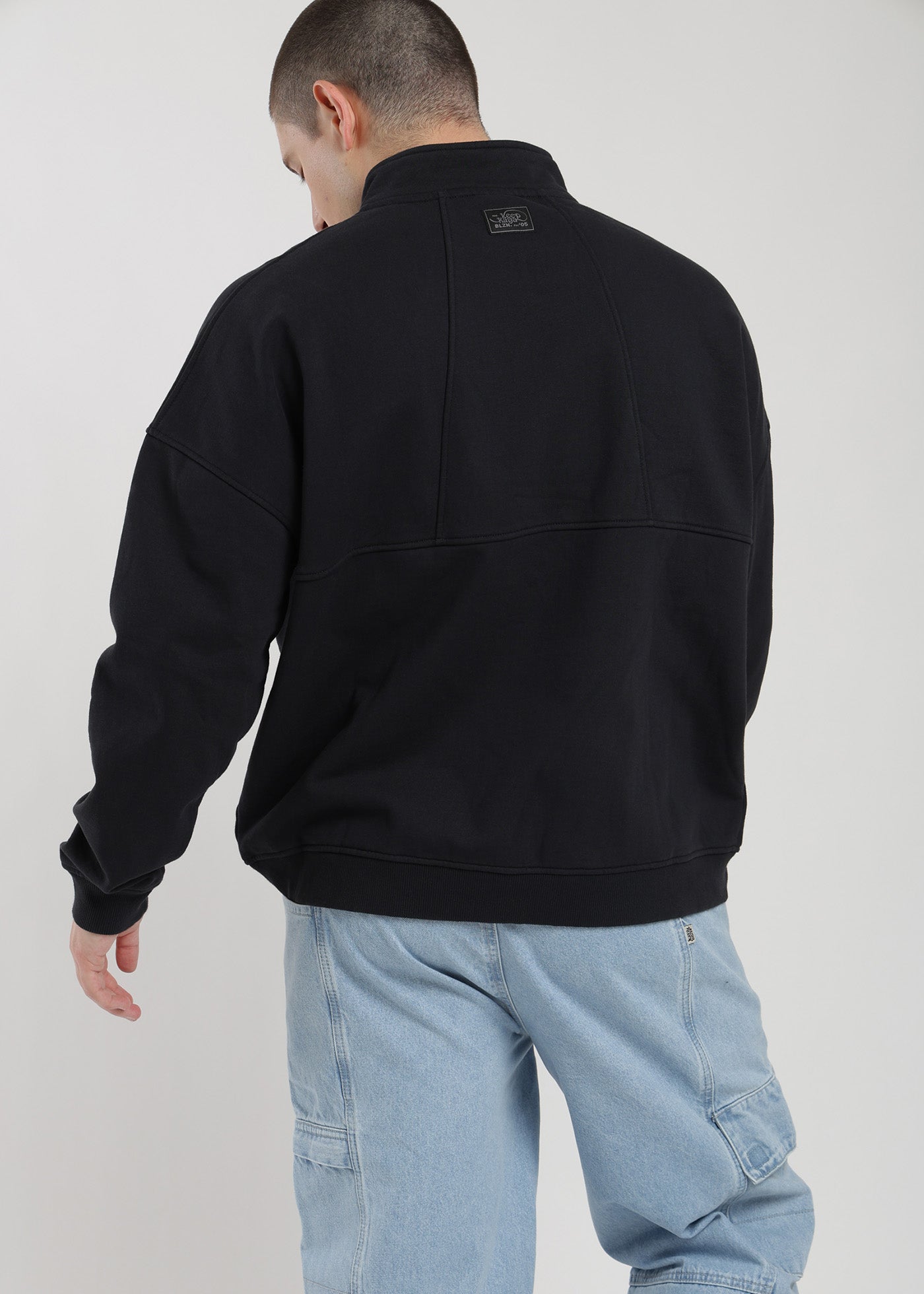 Polerón Medio Cierre Hombre - Negro