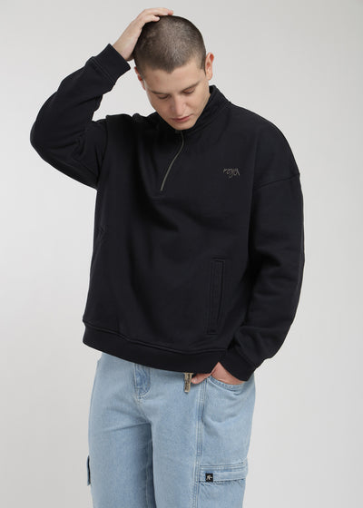 Polerón Medio Cierre Hombre - Negro