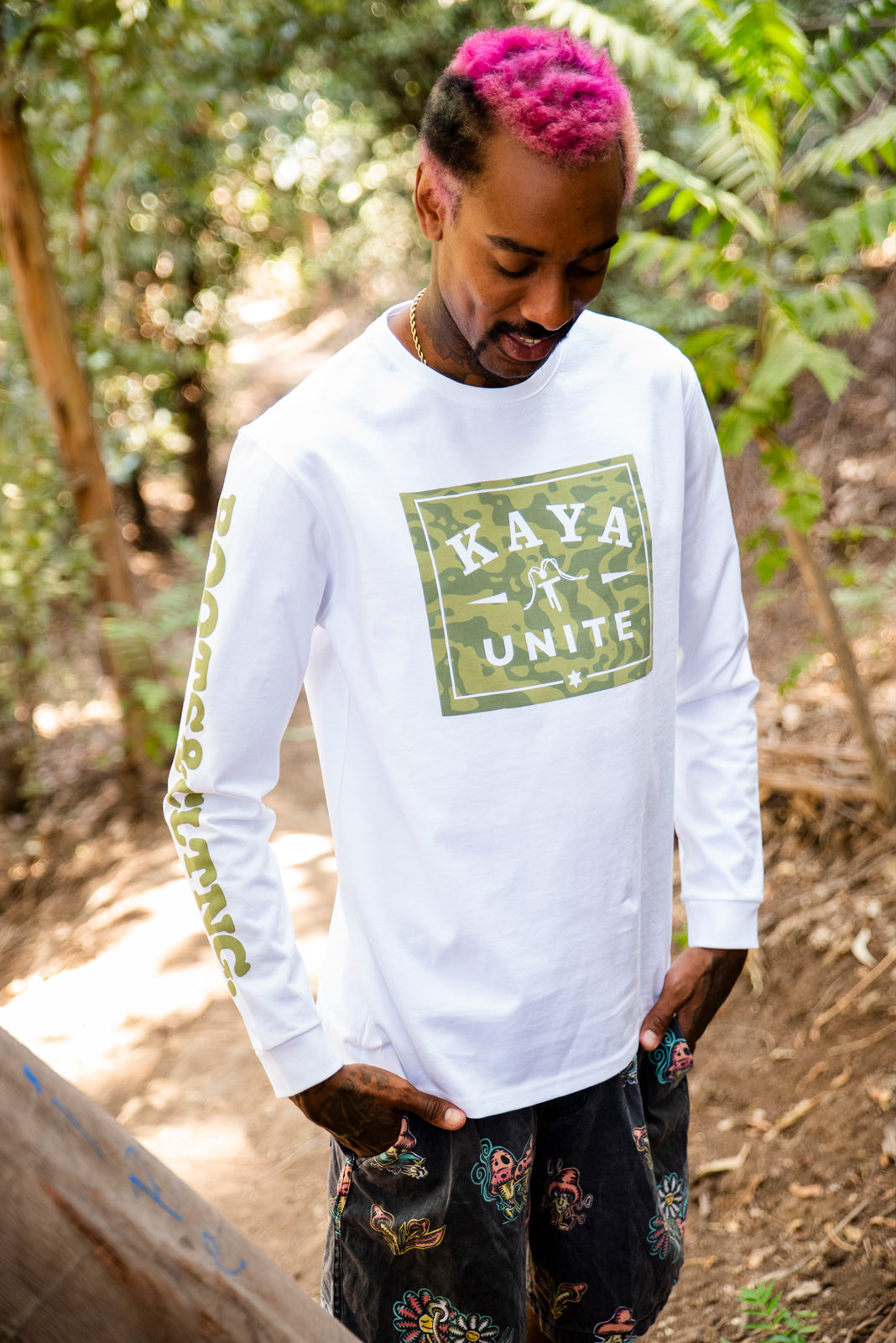 TSHIRT M/L STAMP LONG WHITE