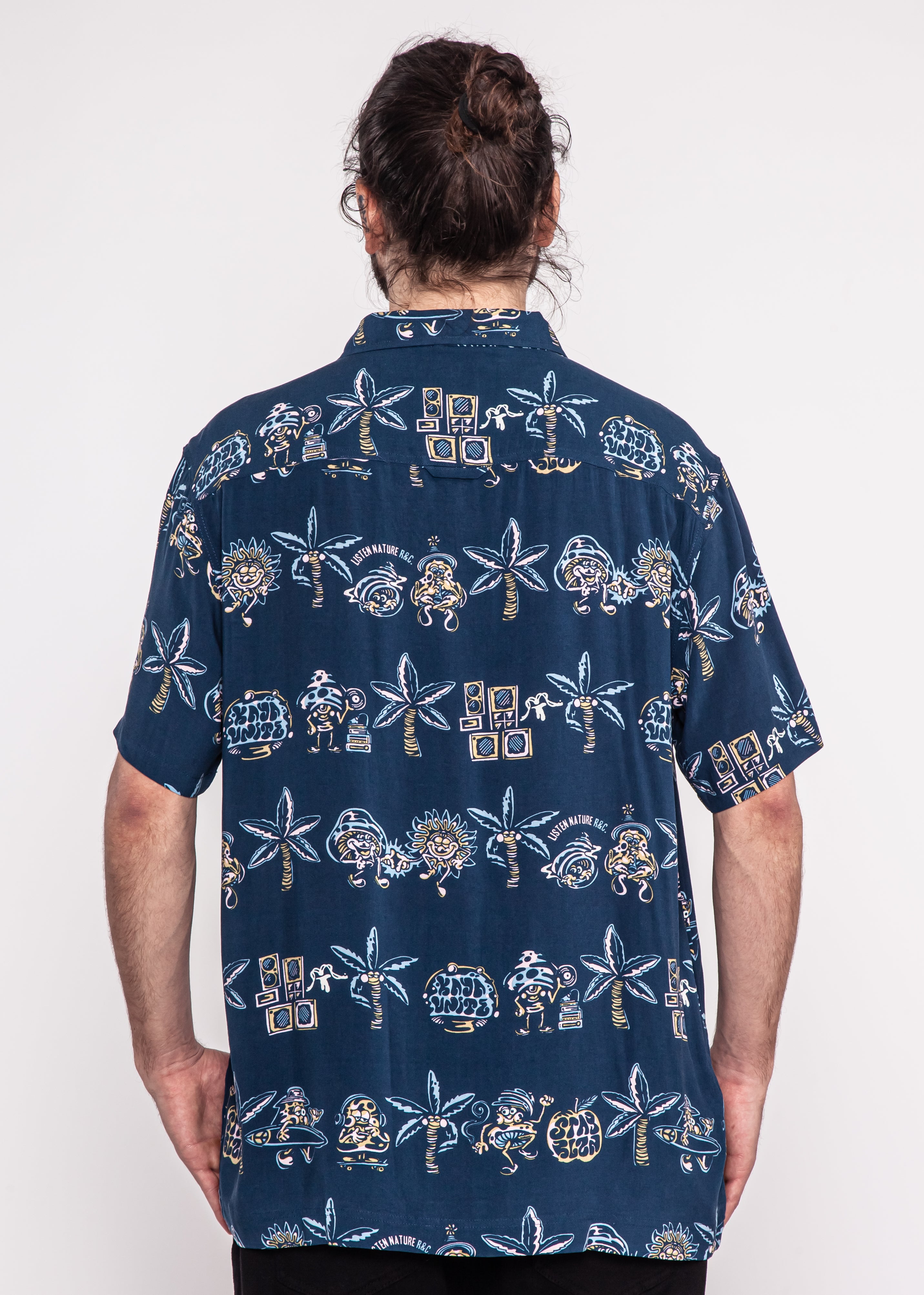 Camisa Diseño Manga Corta Rayón Moody Hombre - Navy Lavender