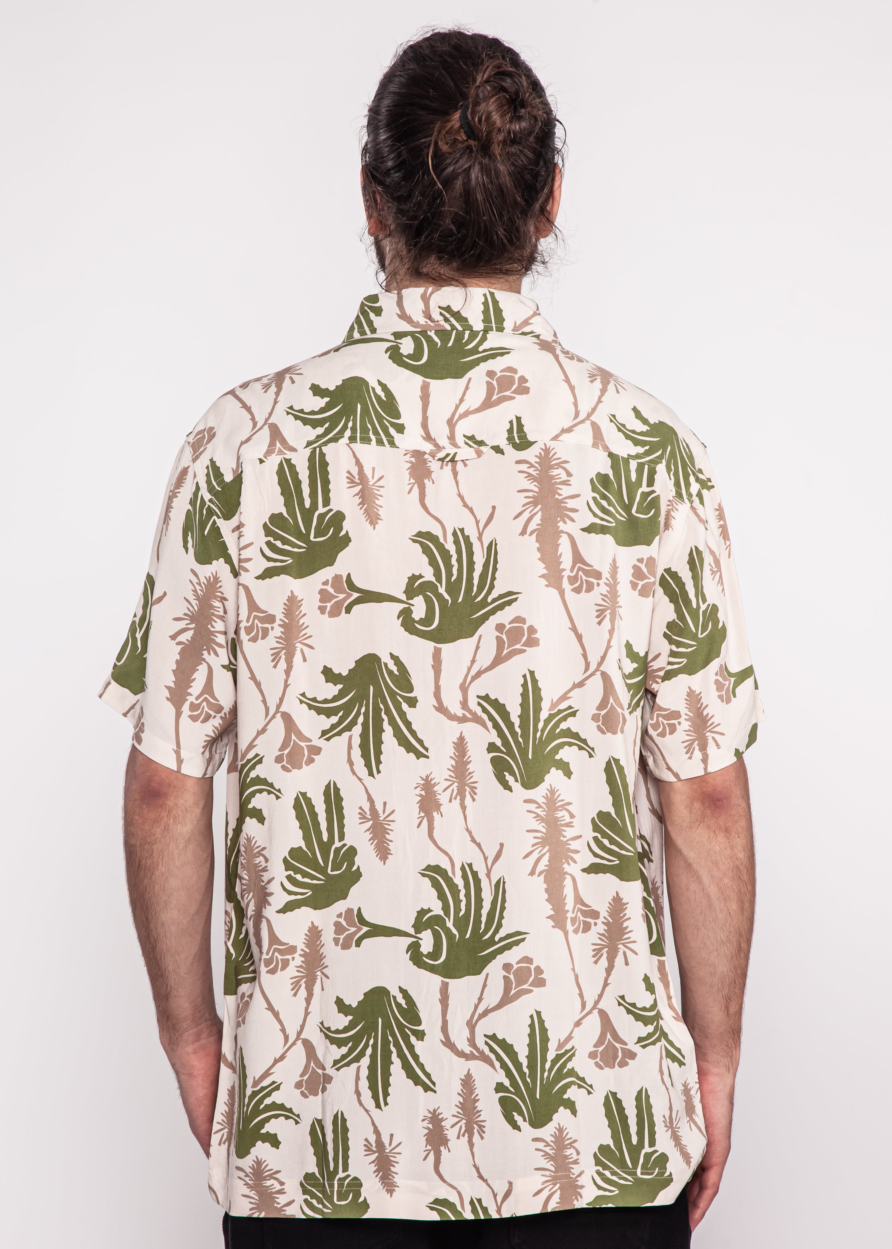 Camisa Diseño Manga Corta Rayón Aloe Hombre - Sand Lavender