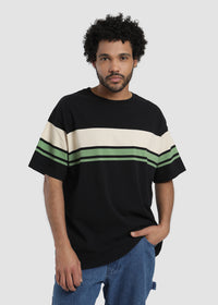 Polera Oversize Algodón Heavyweight Rayas Hombre Lavender #Color_Negro